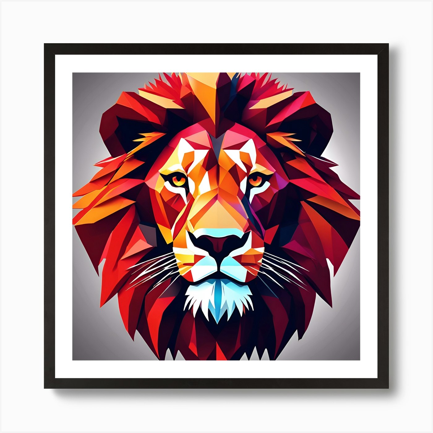 0 A Silhouette Design Of A Lion, T Framed Wall Art Poster Canvas Print Picture