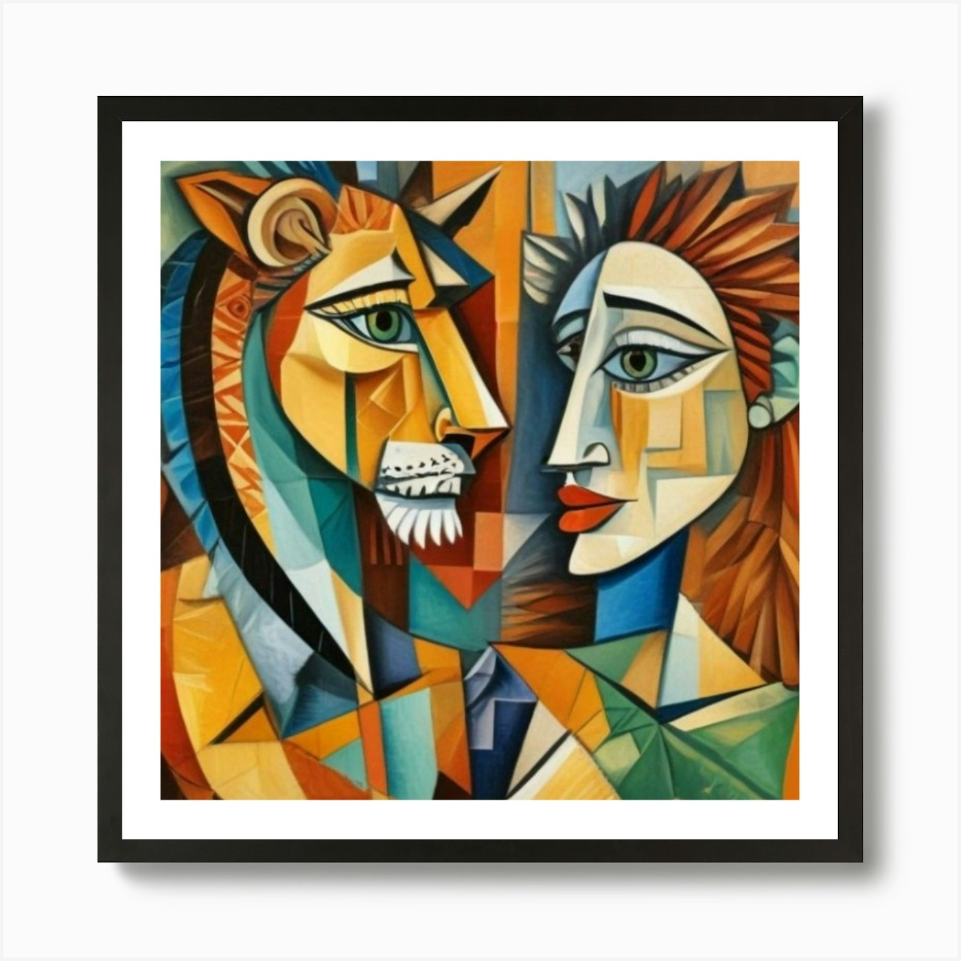 1000013685 Lion and liones Art Prin Framed Wall Art Poster Canvas Print Picture
