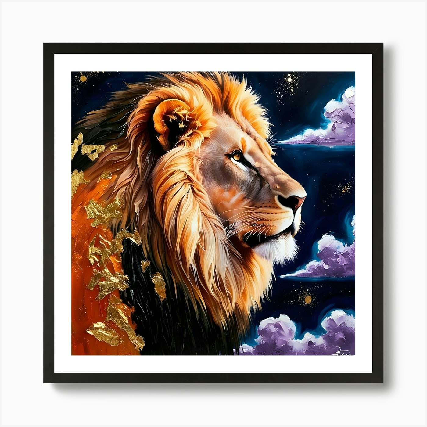 Lion In The Sky Art Print Framed Wall Art Poster Canvas Print Picture