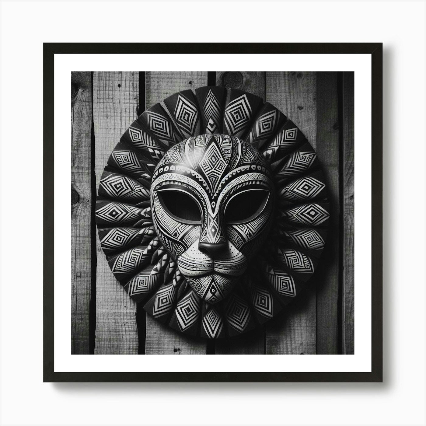 Tribal African Art Lion 1 Art Print Framed Wall Art Poster Canvas Print Picture