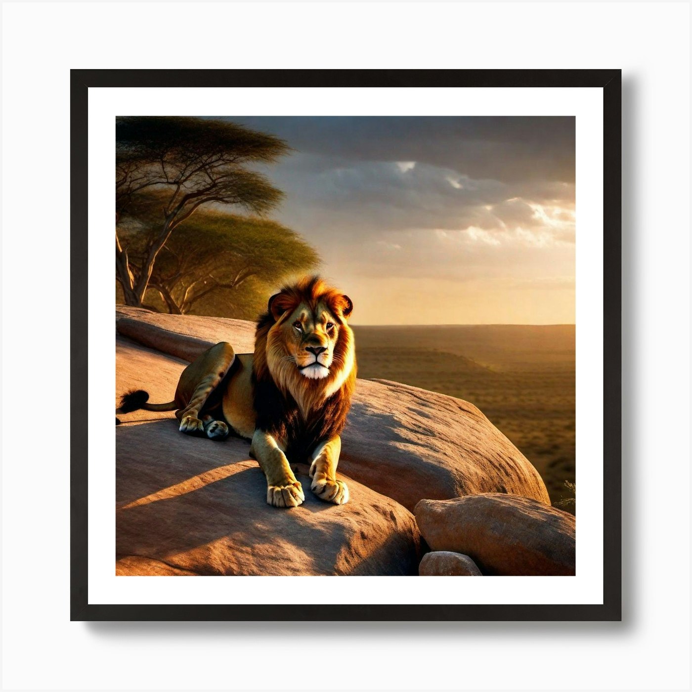 Lion At Sunset 8 Art Print Framed Wall Art Poster Canvas Print Picture