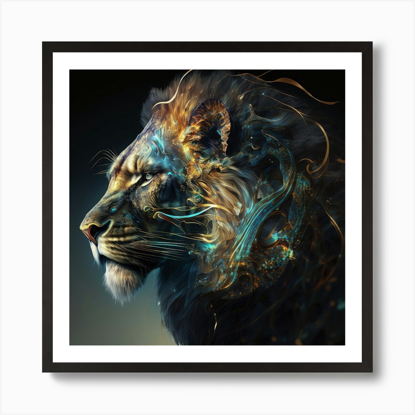 Heavenly Strands, Lion Art Print Framed Wall Art Poster Canvas Print Picture