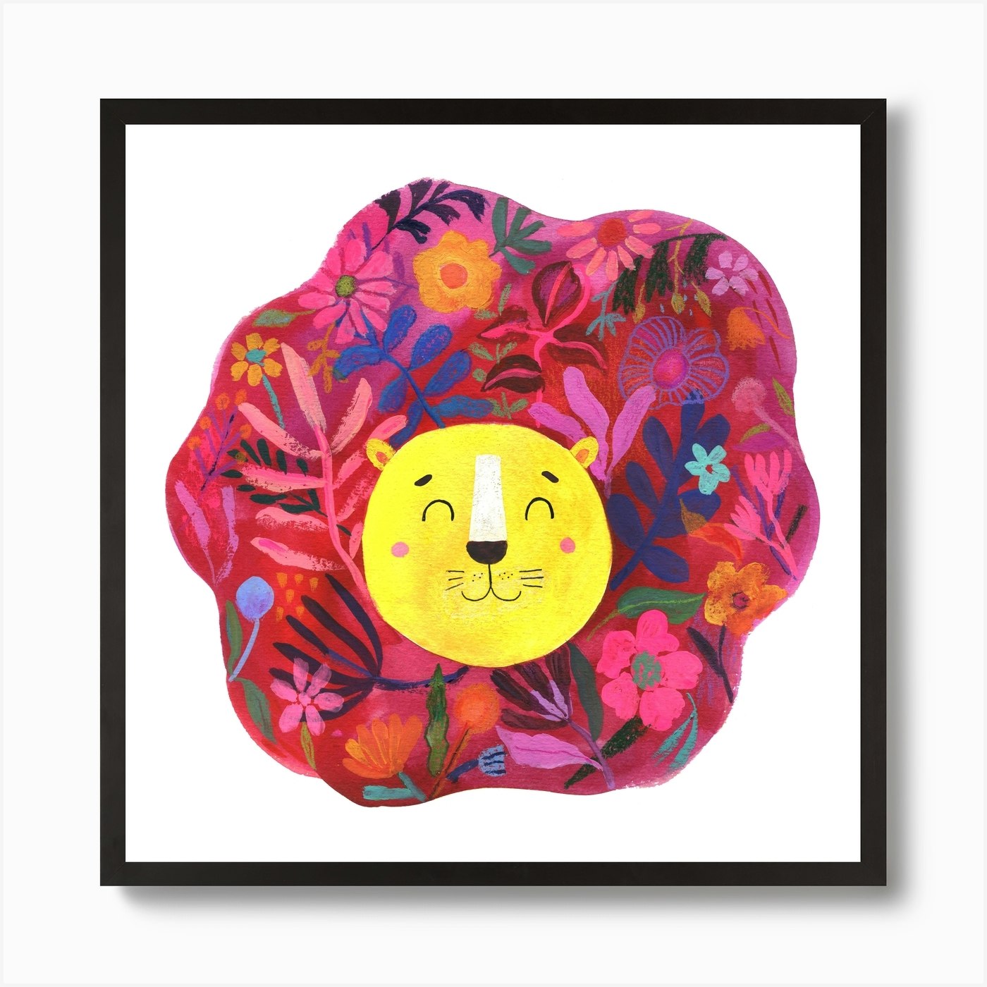 Roar Little Lion White Square Art P Framed Wall Art Poster Canvas Print Picture