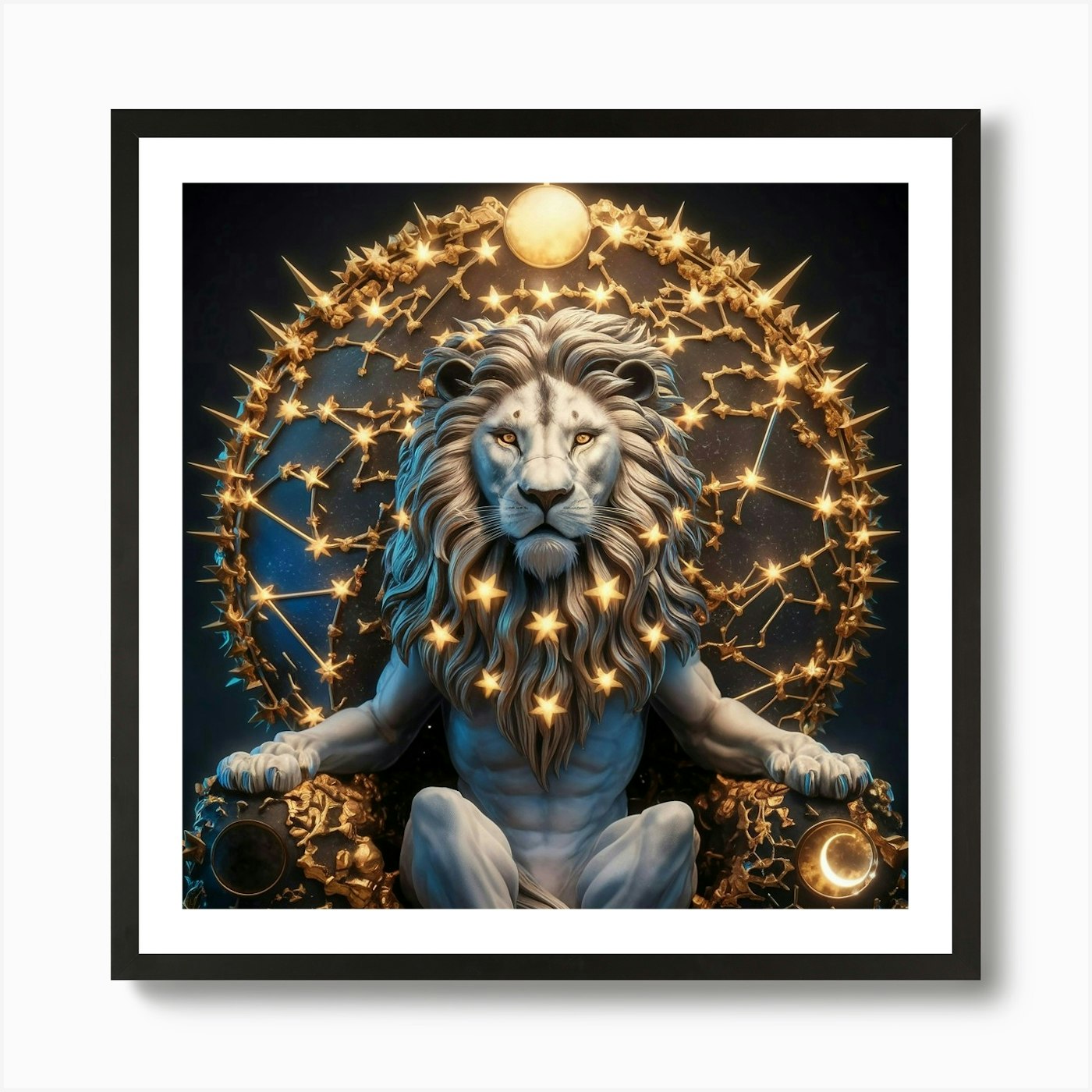 Lion In The Throne 3 Art Print Framed Wall Art Poster Canvas Print Picture