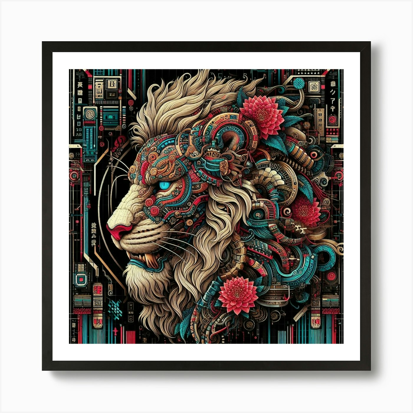 Lion Print 1 Art Print Framed Wall Art Poster Canvas Print Picture