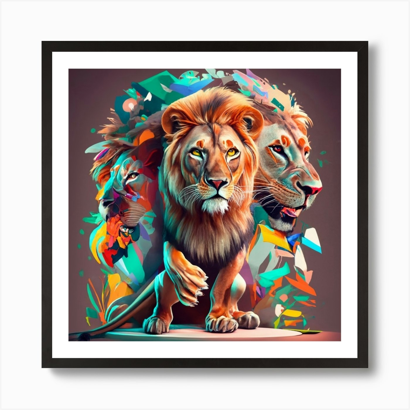 Texte Free Lion Photo Cinematic Art Framed Wall Art Poster Canvas Print Picture