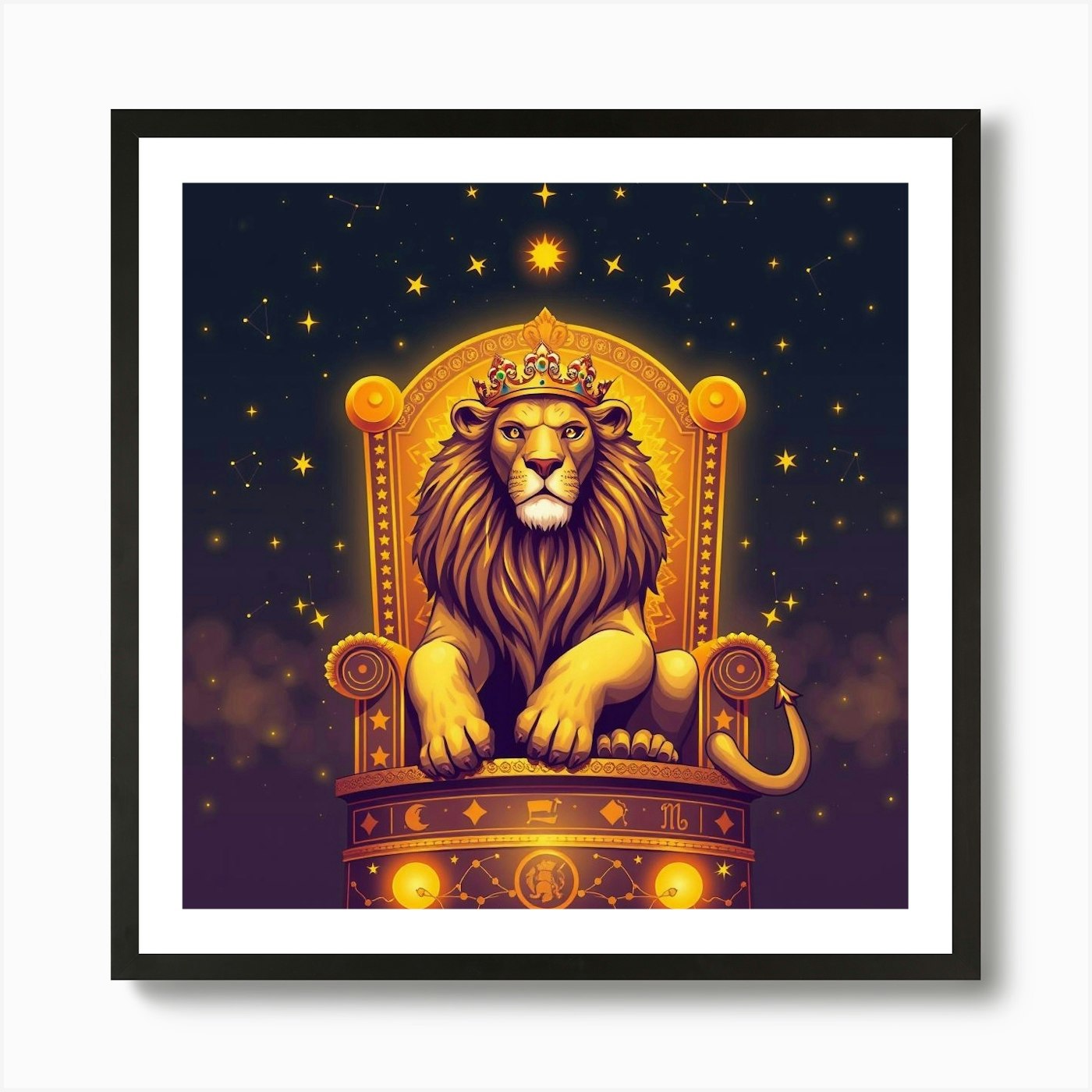 Lion On Throne 2 Art Print Framed Wall Art Poster Canvas Print Picture