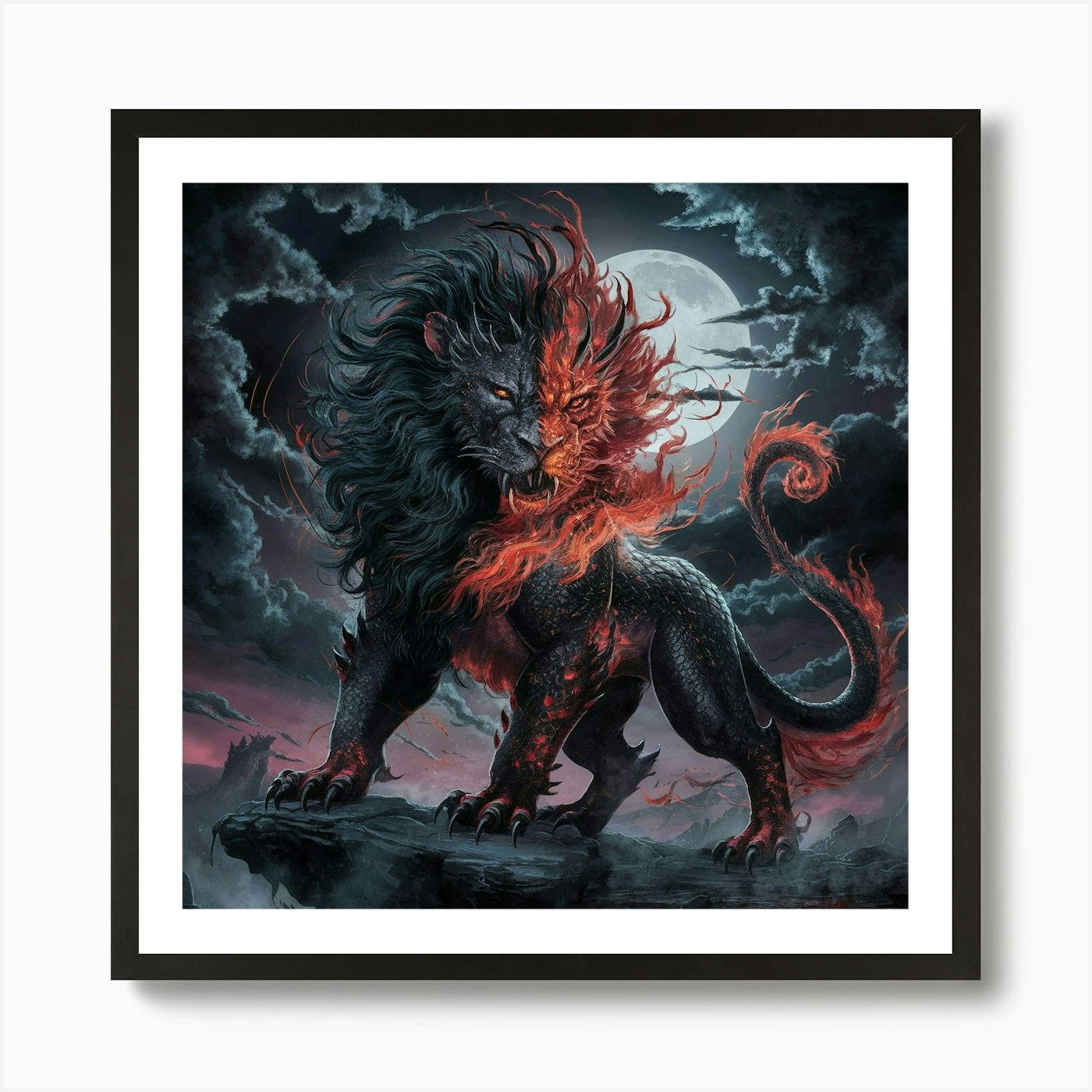 Lion Of The Night Art Print Framed Wall Art Poster Canvas Print Picture