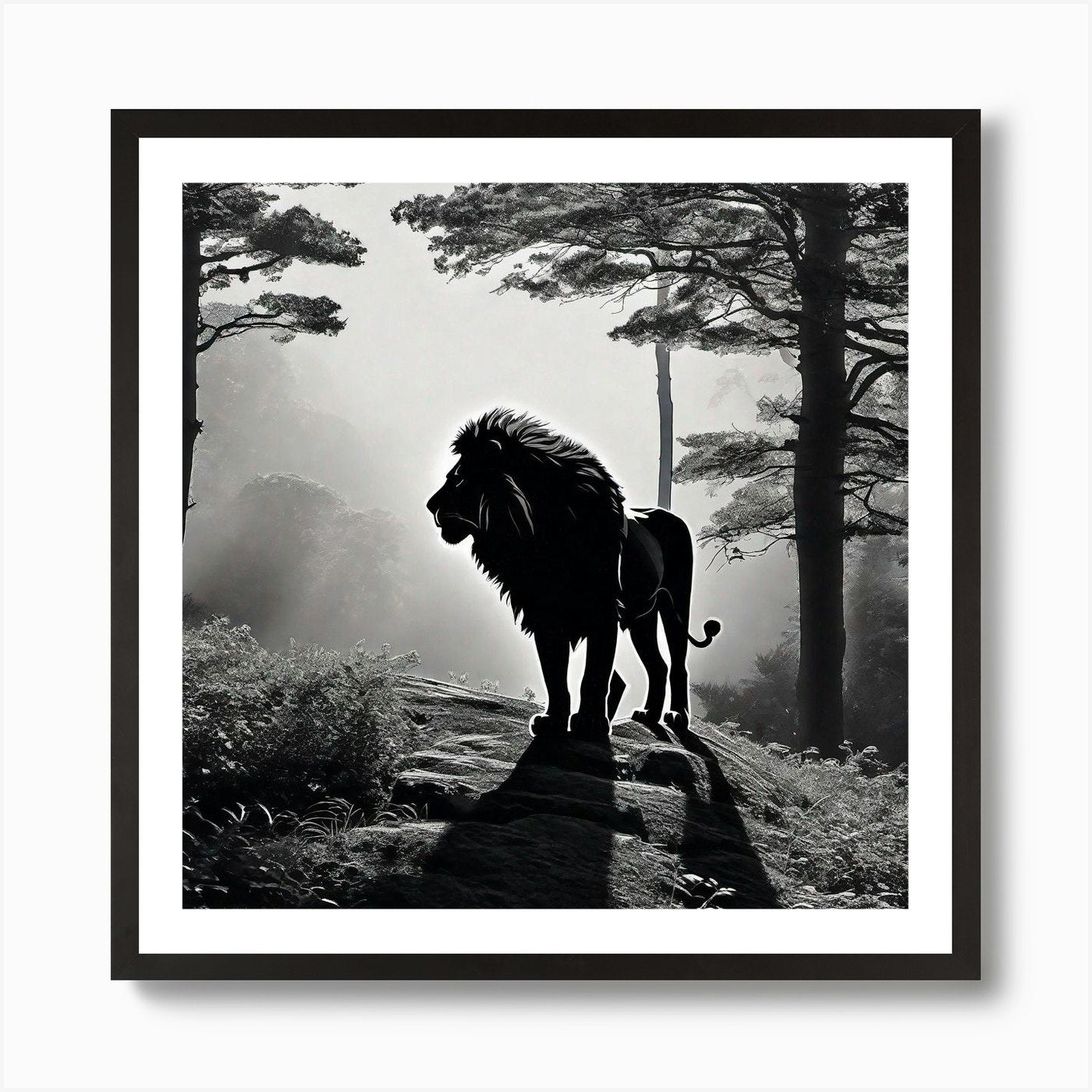 Lion In The Forest 3 Art Print Framed Wall Art Poster Canvas Print Picture