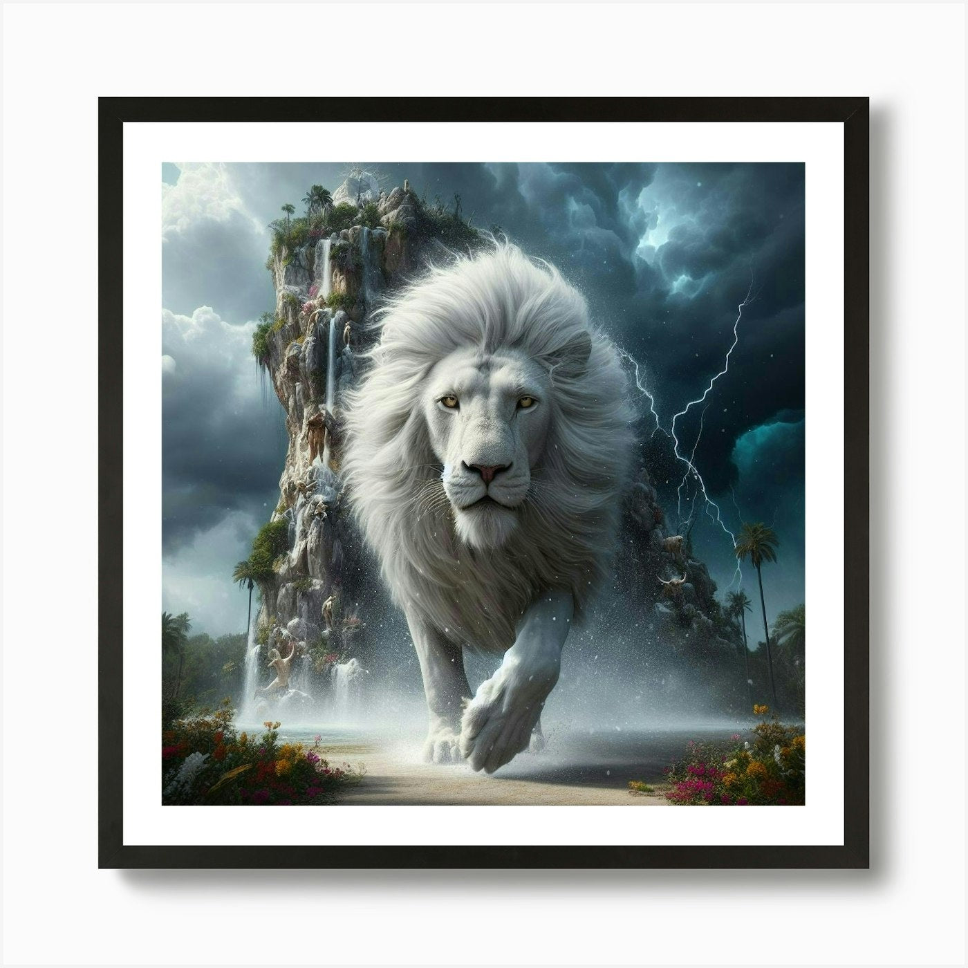 Lion In The Storm 1 Art Print Framed Wall Art Poster Canvas Print Picture