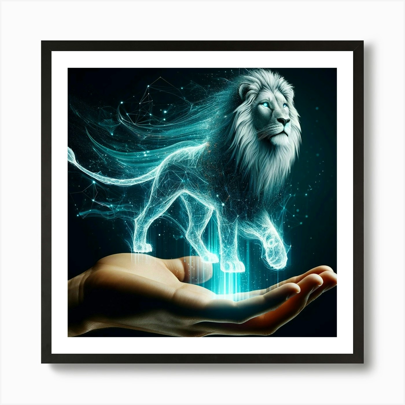 Holographic Lion spirit Art Print Framed Wall Art Poster Canvas Print Picture