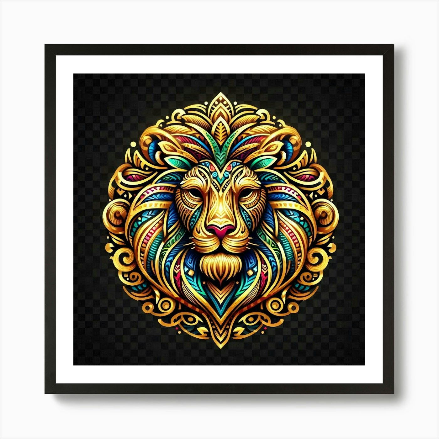 Lion head tribal 3 Art Print Framed Wall Art Poster Canvas Print Picture