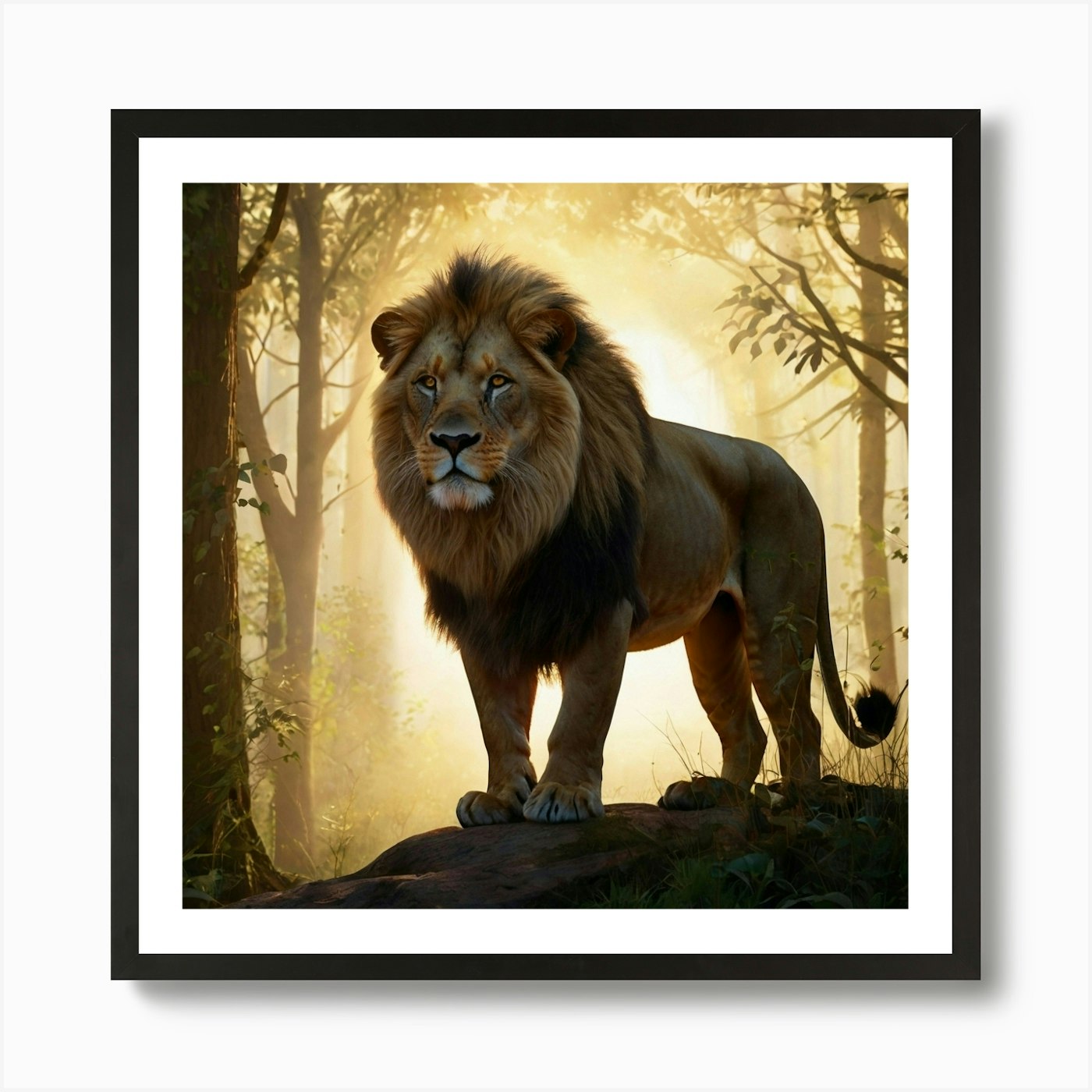 Lion In The Forest 6 Art Print Framed Wall Art Poster Canvas Print Picture