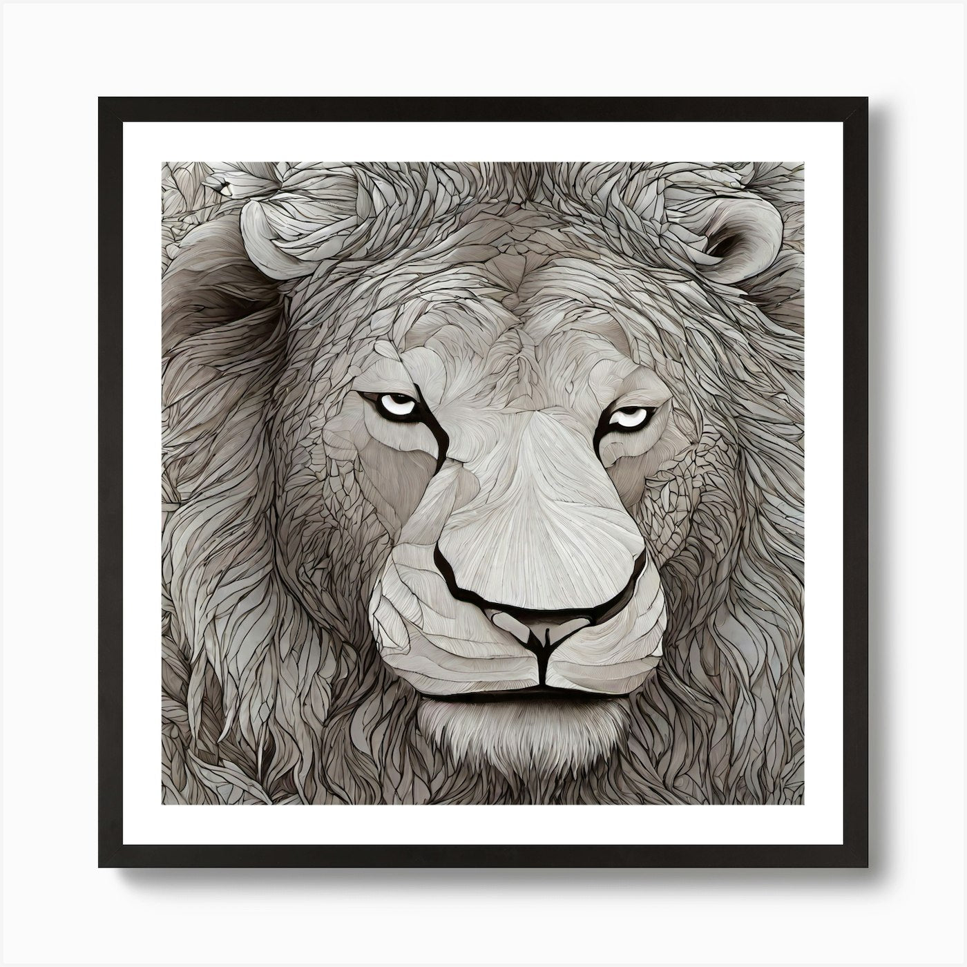 Lion Line Art Art Print Framed Wall Art Poster Canvas Print Picture