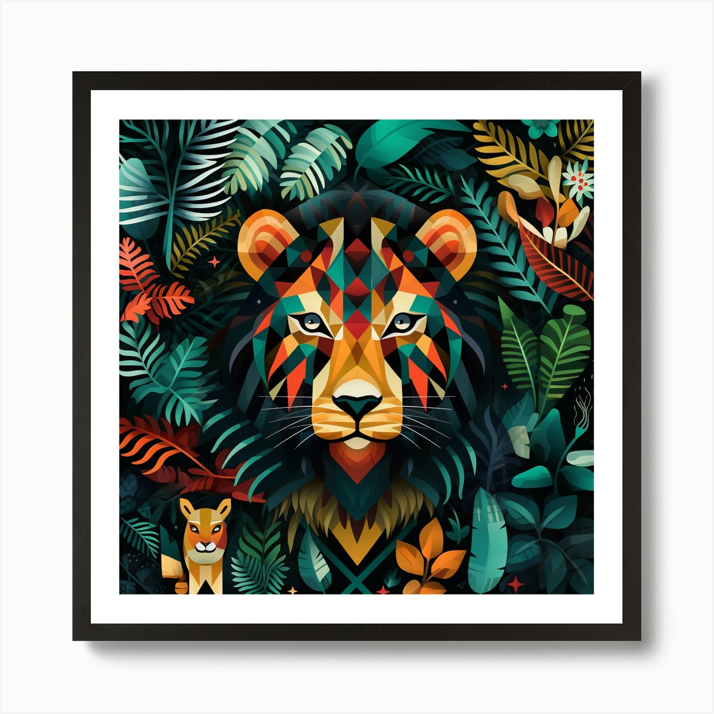 Lion In The Jungle 7 Art Print Framed Wall Art Poster Canvas Print Picture