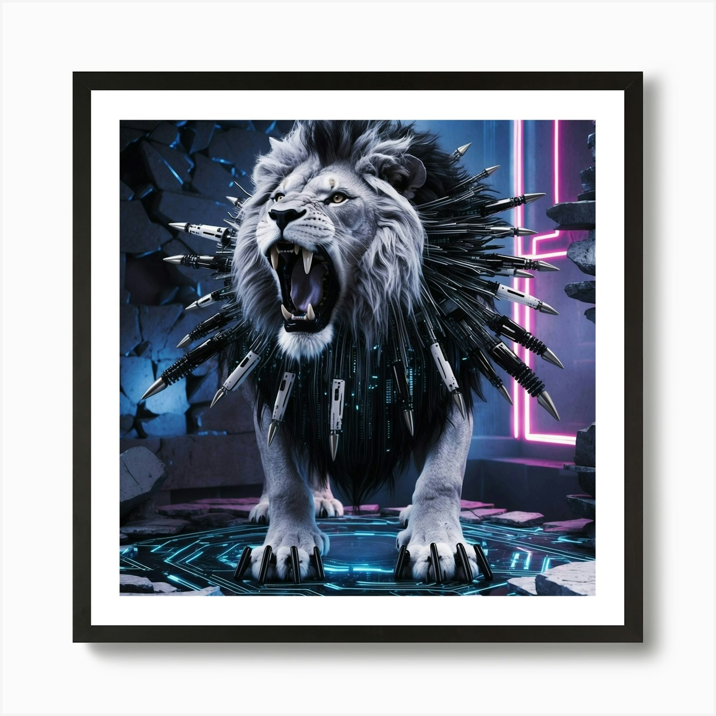 Lion Spikes Art Print Framed Wall Art Poster Canvas Print Picture