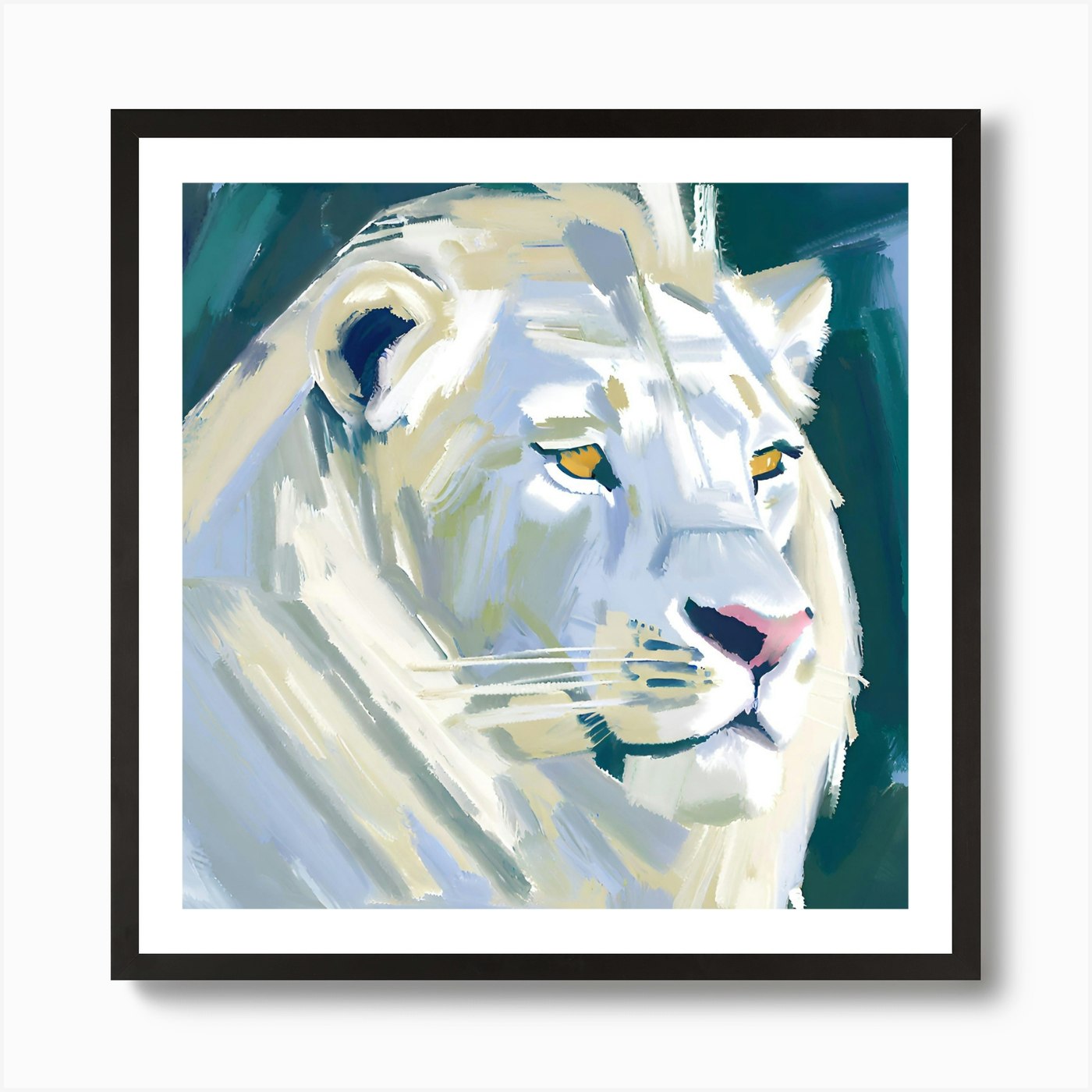 White Lion 02 1 Art Print Framed Wall Art Poster Canvas Print Picture