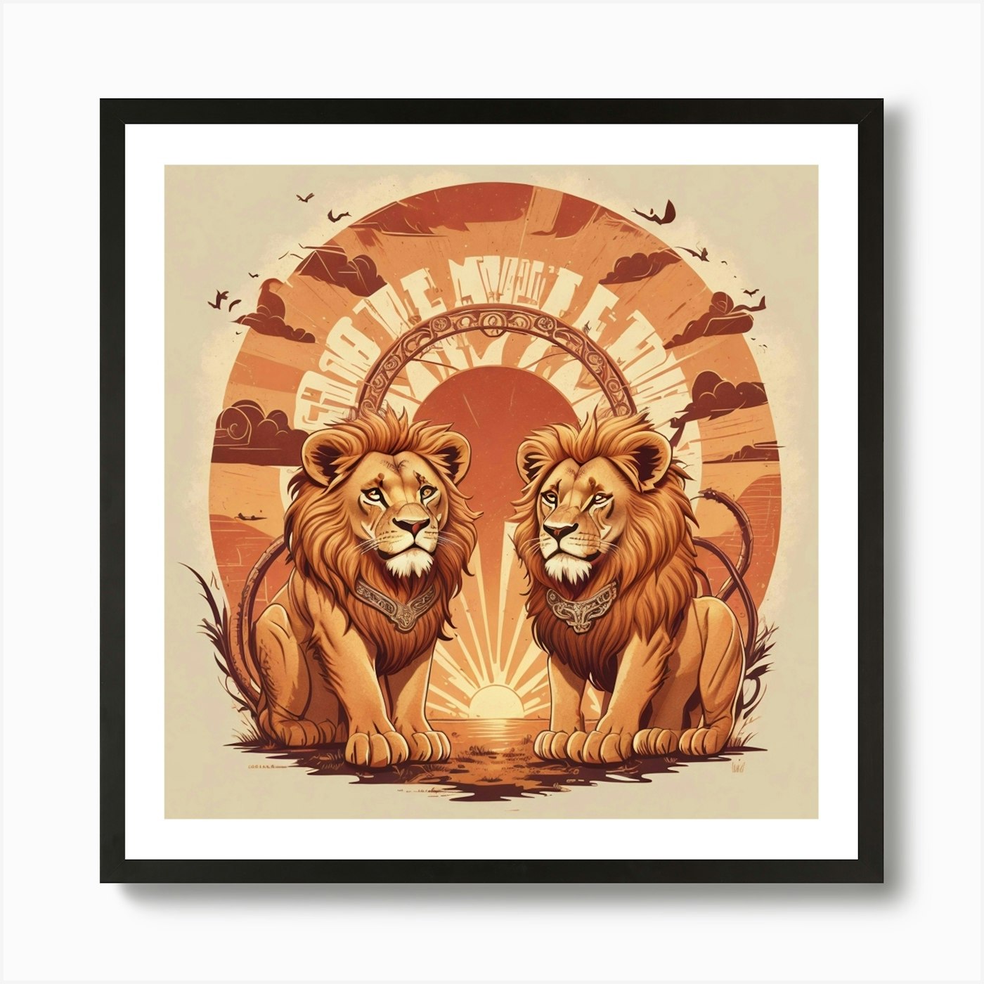 Lions In The Sun Art Print Framed Wall Art Poster Canvas Print Picture