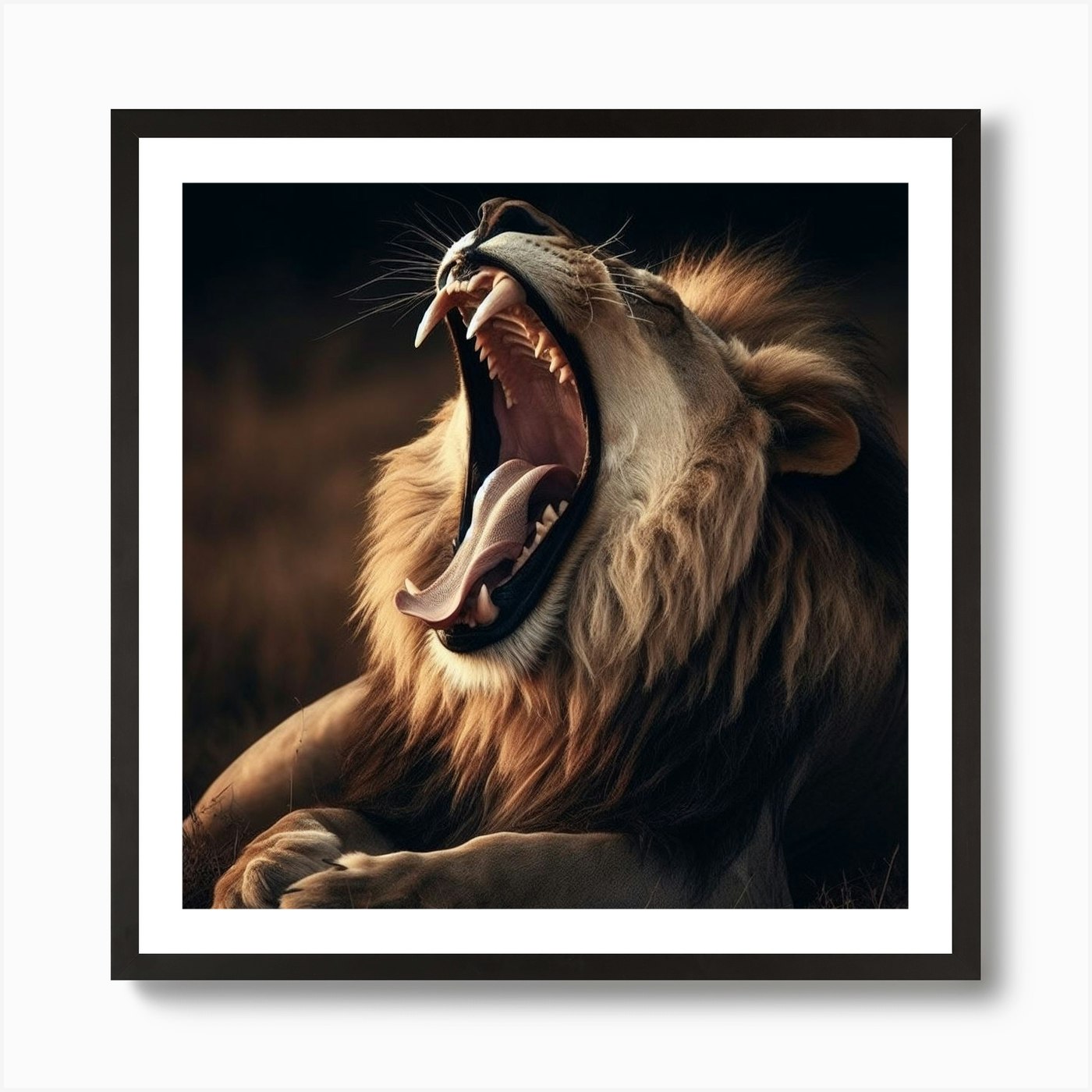 Lion Roaring 1 Art Print Framed Wall Art Poster Canvas Print Picture