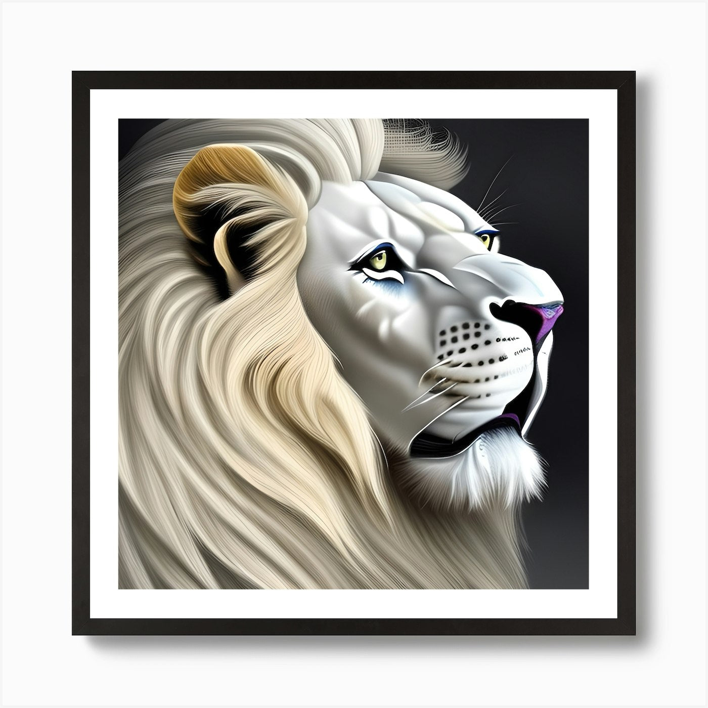 Majestic White Lion 1 Art Print Framed Wall Art Poster Canvas Print Picture