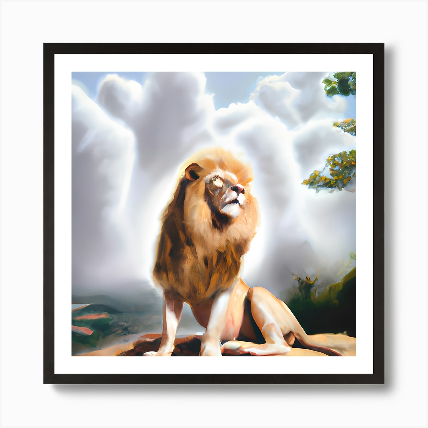 Lion Basking In The Sun Art Print Framed Wall Art Poster Canvas Print Picture