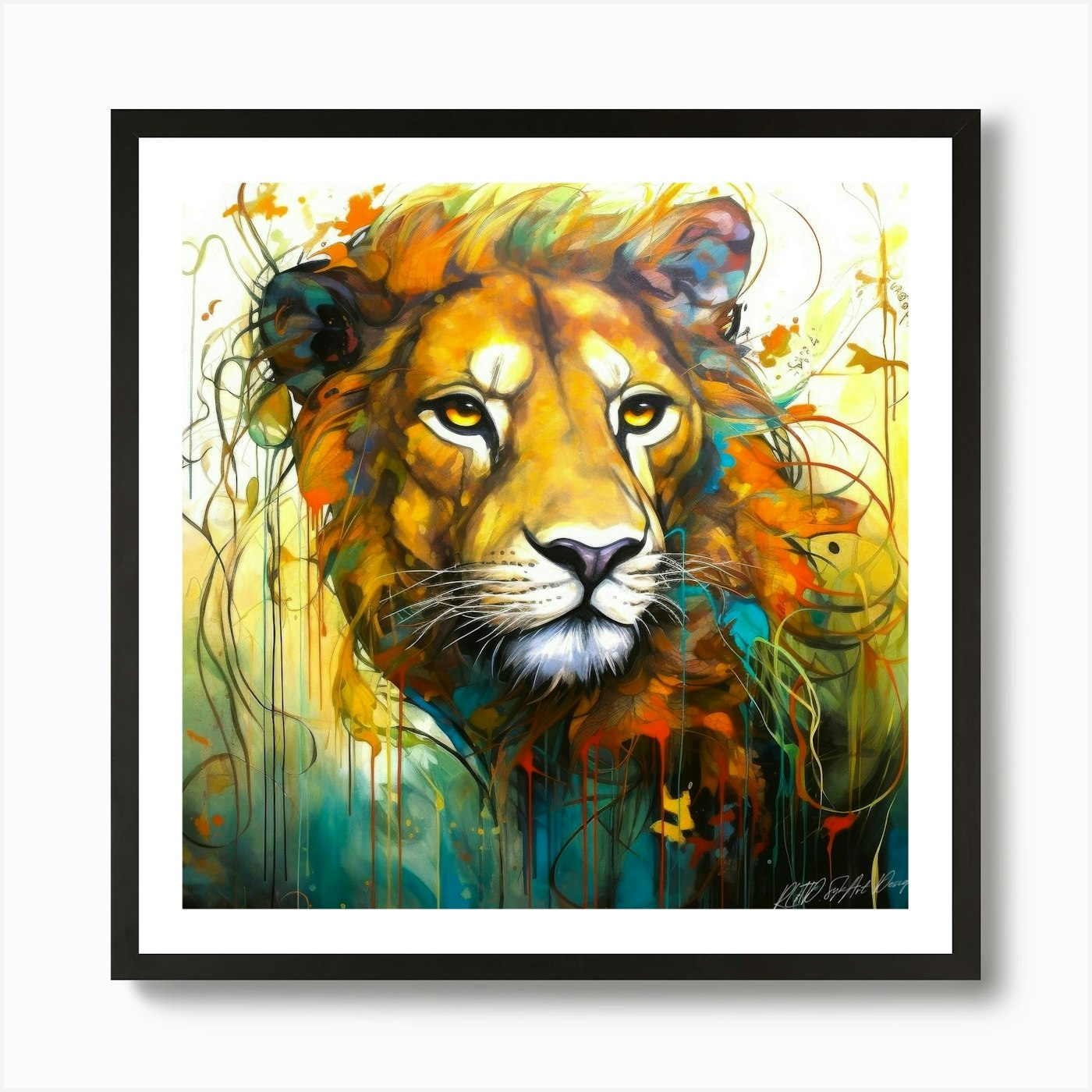 Lion Lovey - Lioness Queen Art Prin Framed Wall Art Poster Canvas Print Picture