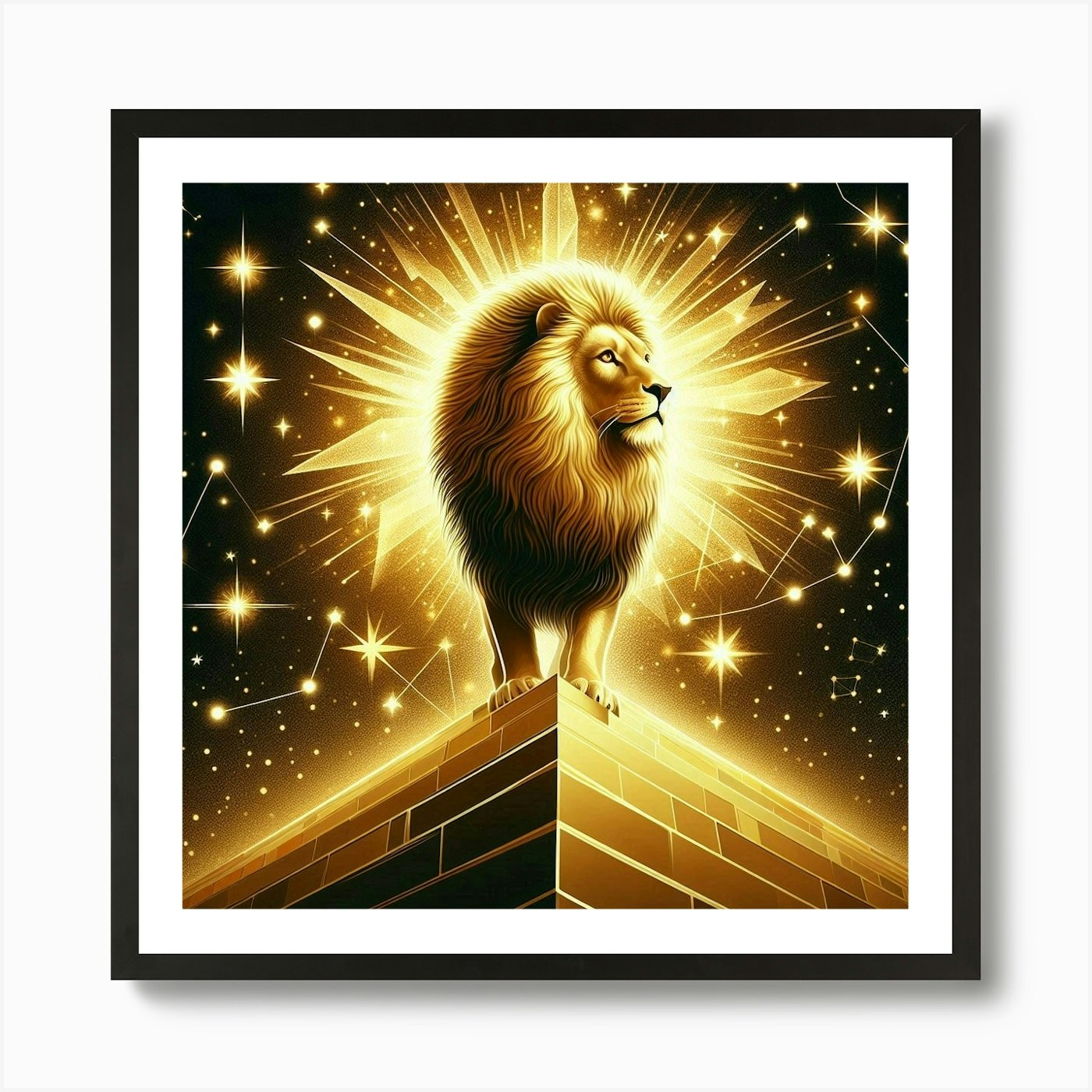 Golden Lion 3 Art Print Framed Wall Art Poster Canvas Print Picture