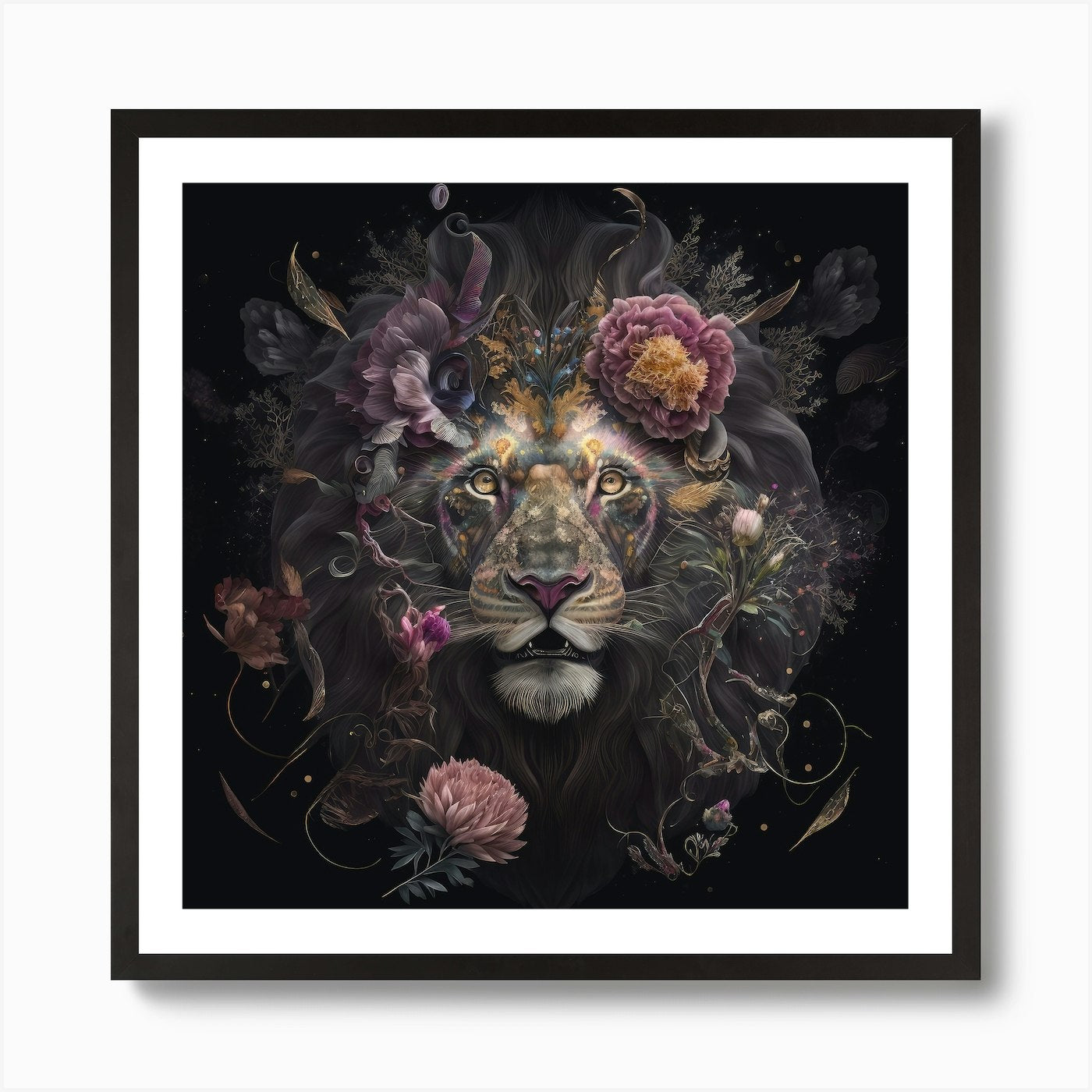 Floral Lion Pride Art Print Framed Wall Art Poster Canvas Print Picture