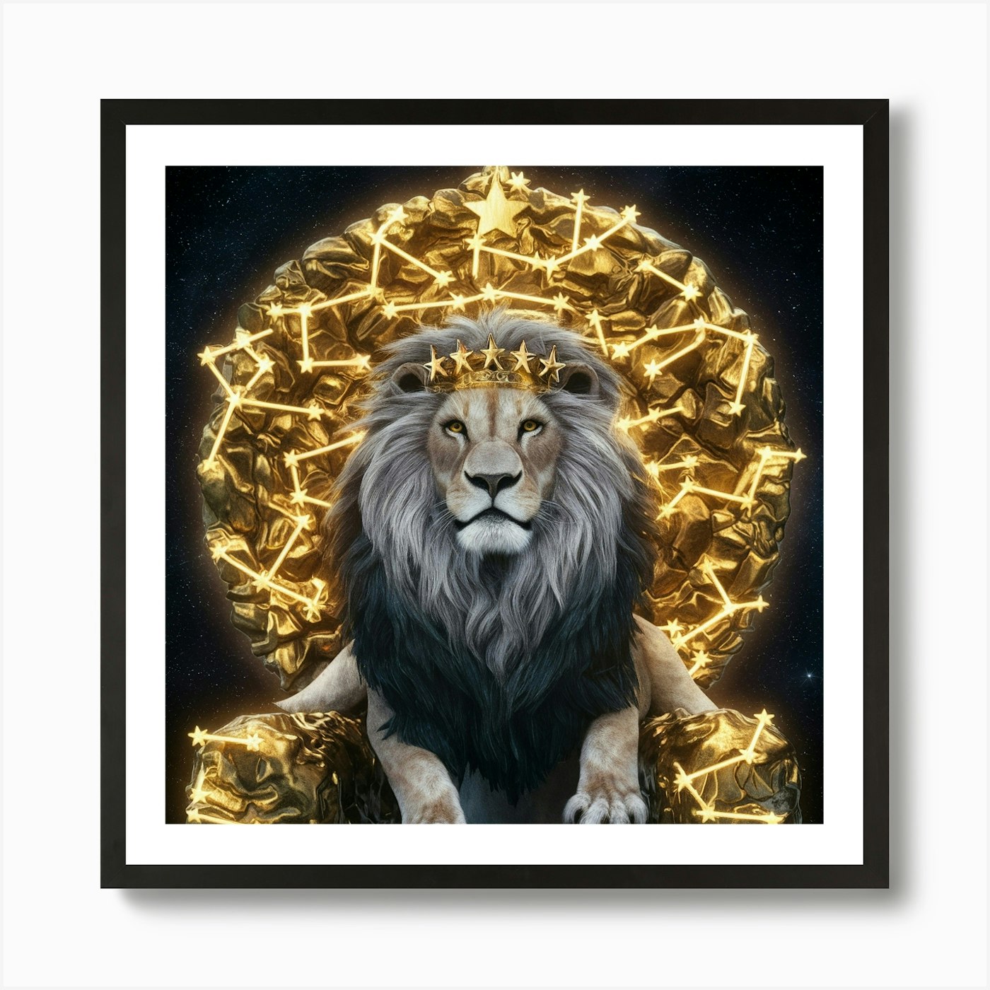 Golden Lion 2 Art Print Framed Wall Art Poster Canvas Print Picture