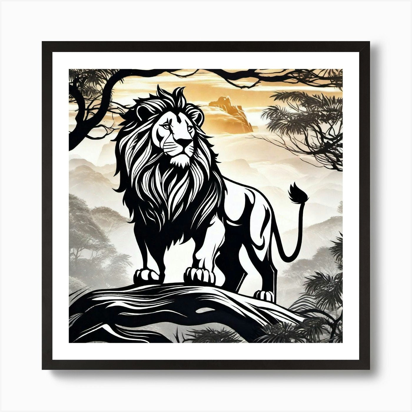 Lion In The Forest 17 Art Print Framed Wall Art Poster Canvas Print Picture