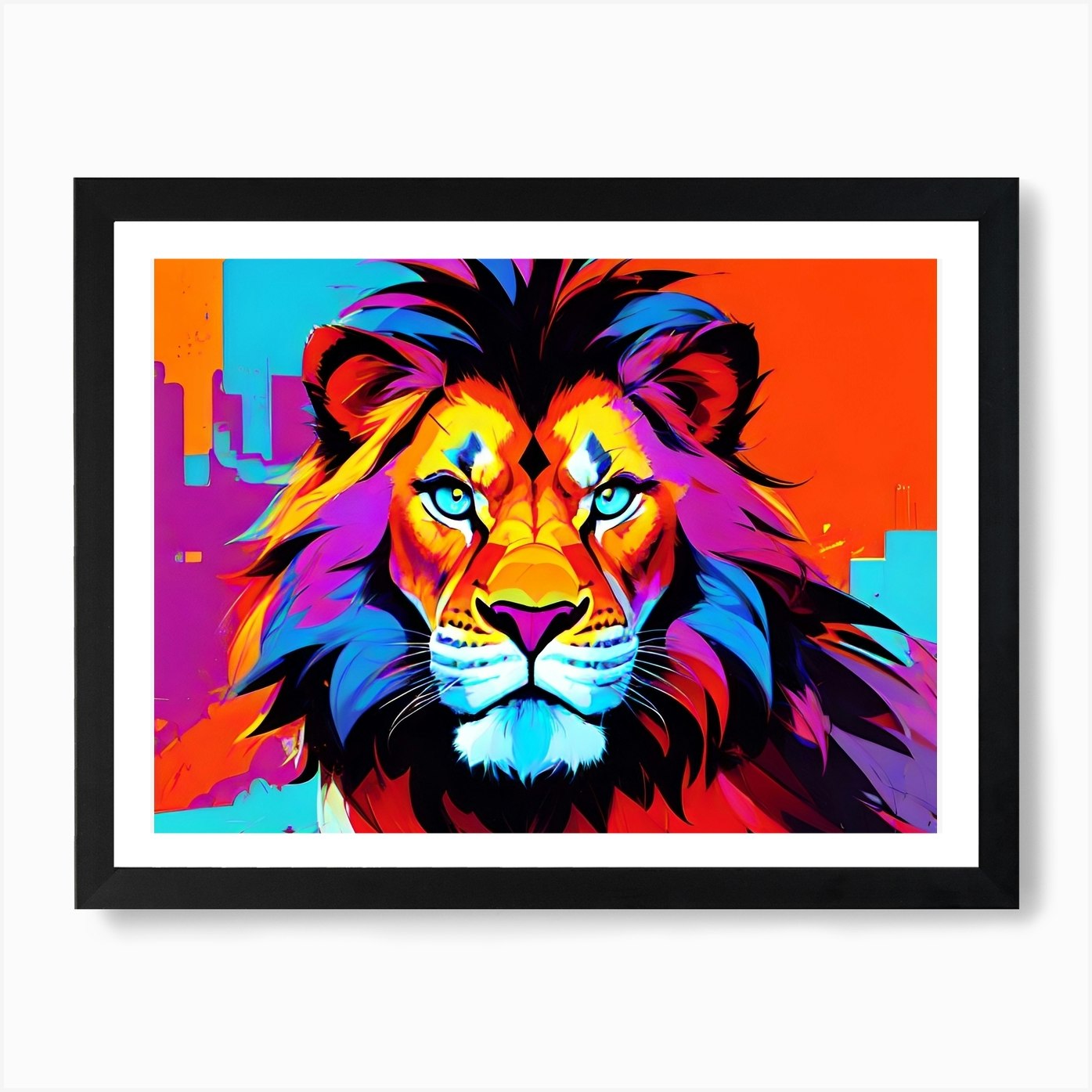 Lion In The City 1 Art Print Framed Wall Art Poster Canvas Print Picture