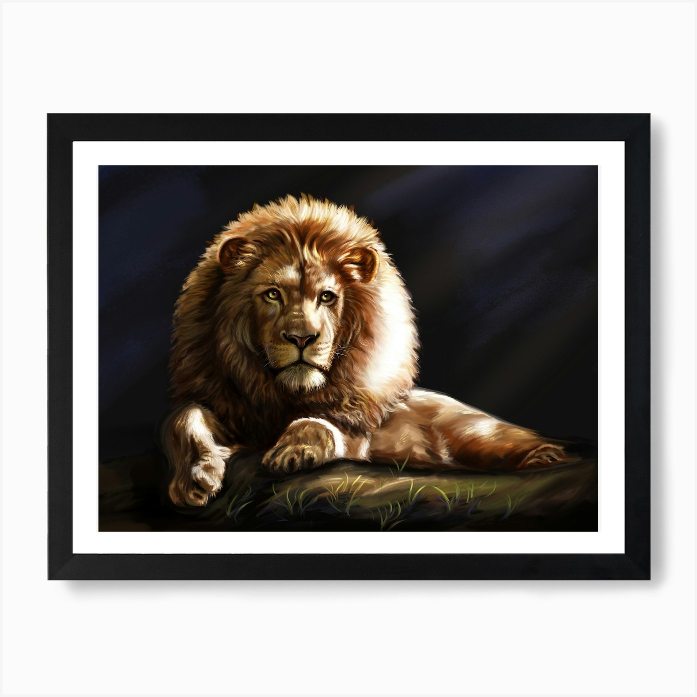 A lion. Big wild animal. Art Print Framed Wall Art Poster Canvas Print Picture