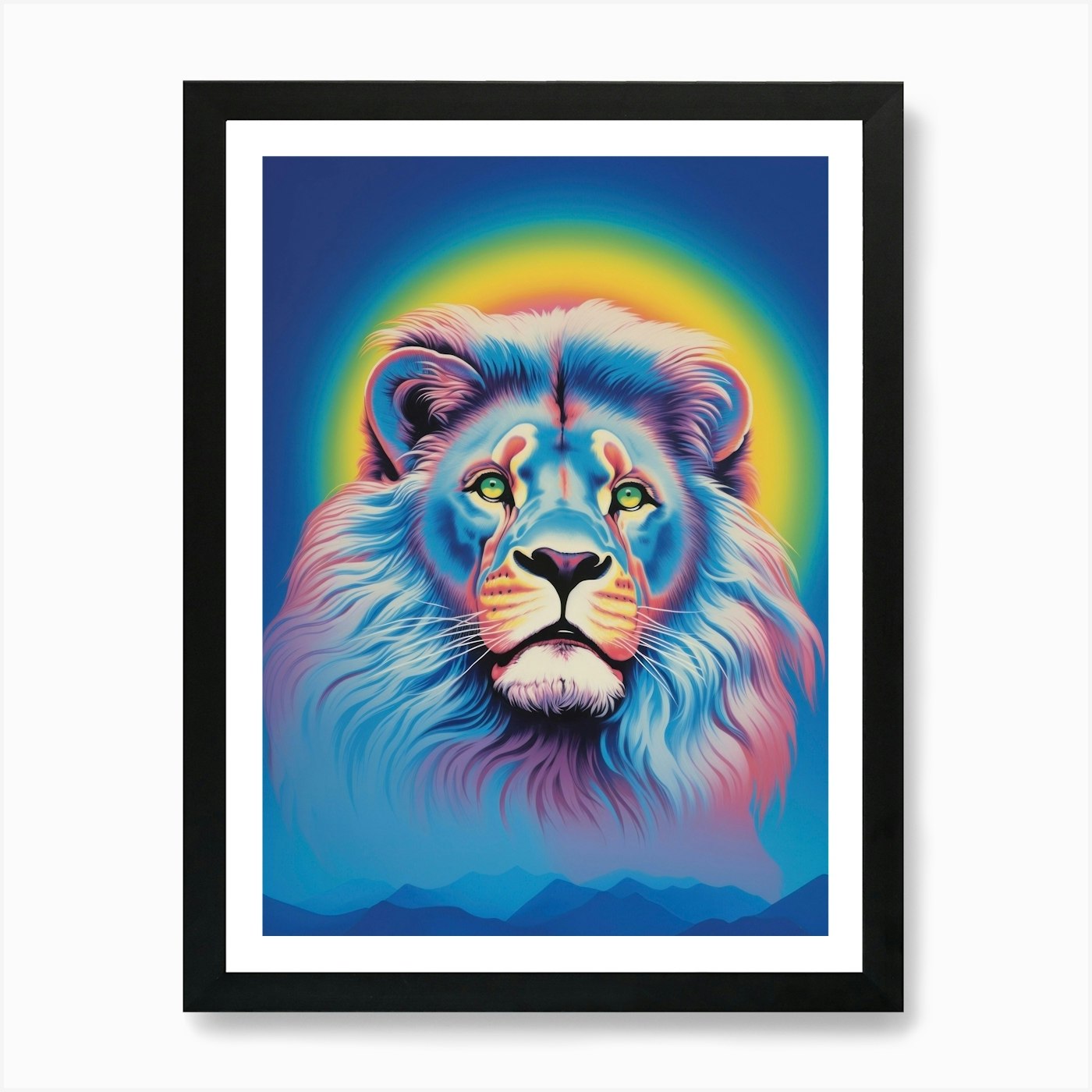 Rainbow Lion Art Print Framed Wall Art Poster Canvas Print Picture