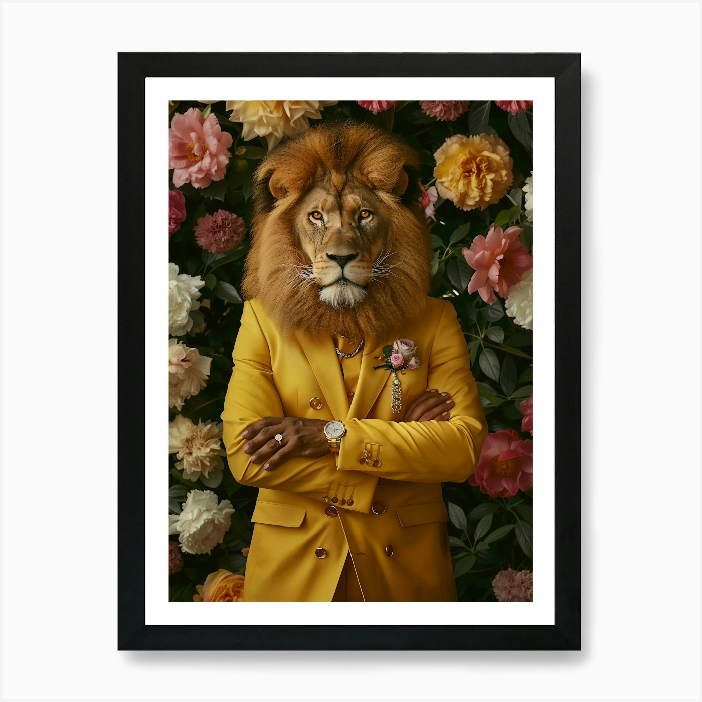 Lion In A Suit 1 Art Print Framed Wall Art Poster Canvas Print Picture