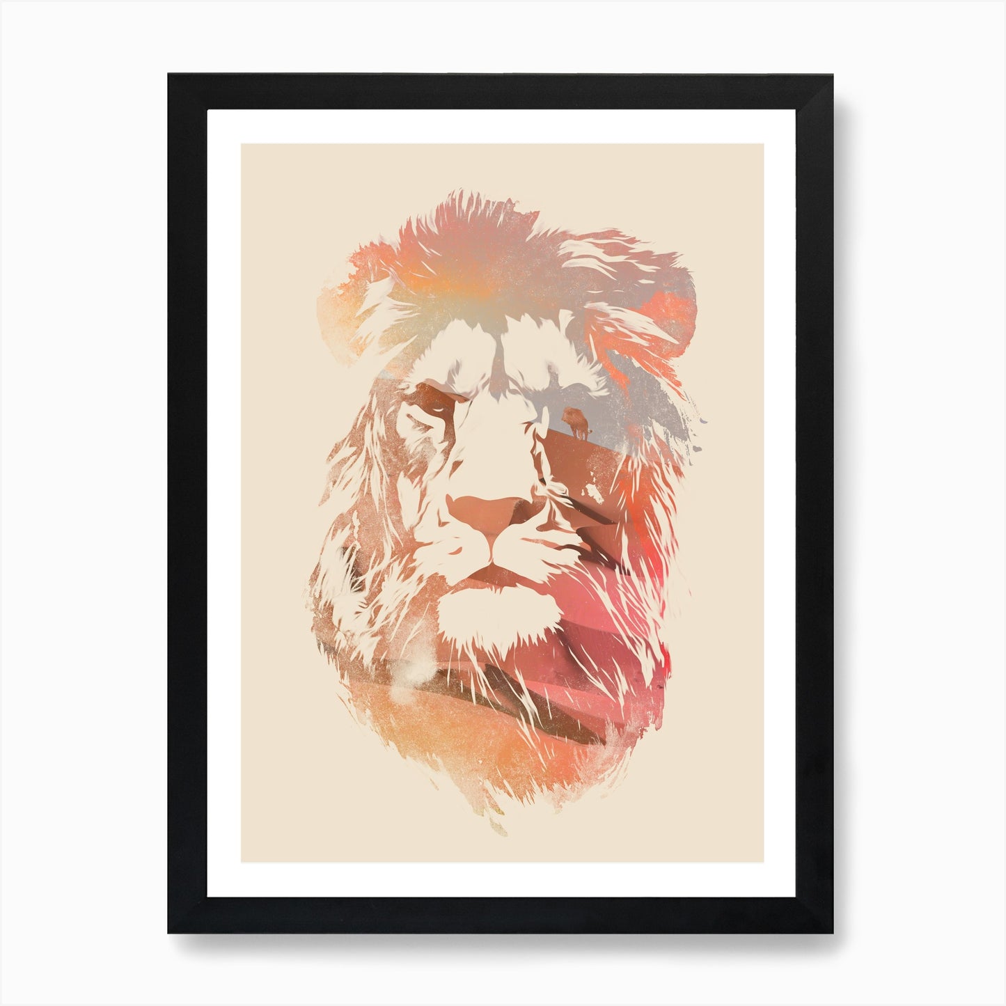 Desert Lion Art Print Framed Wall Art Poster Canvas Print Picture