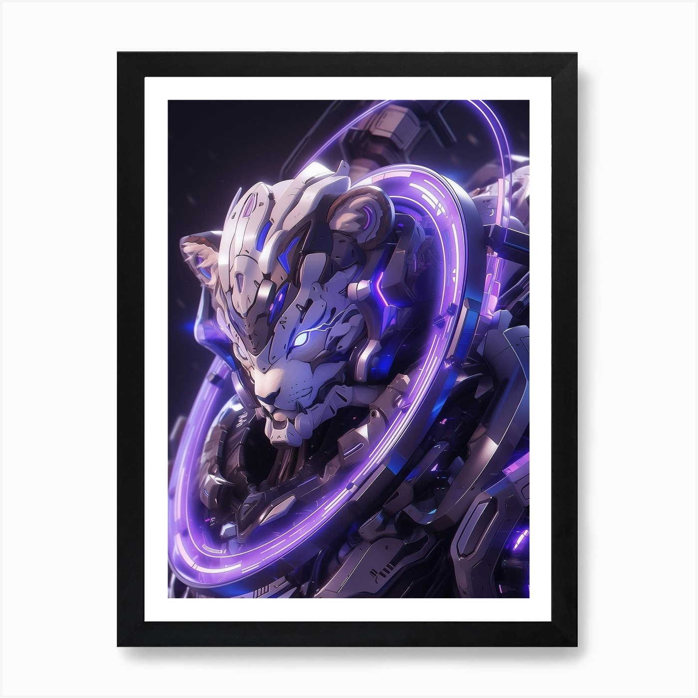 Futuristic Lion Art Art Print Framed Wall Art Poster Canvas Print Picture