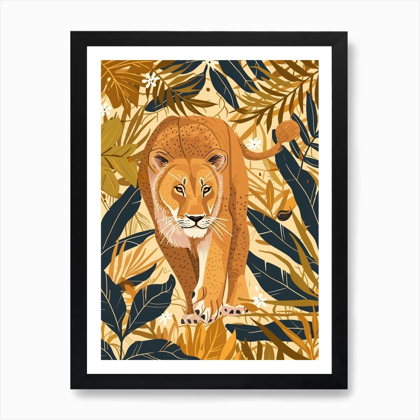 African Lion Lioness On The Prowl I Framed Wall Art Poster Canvas Print Picture