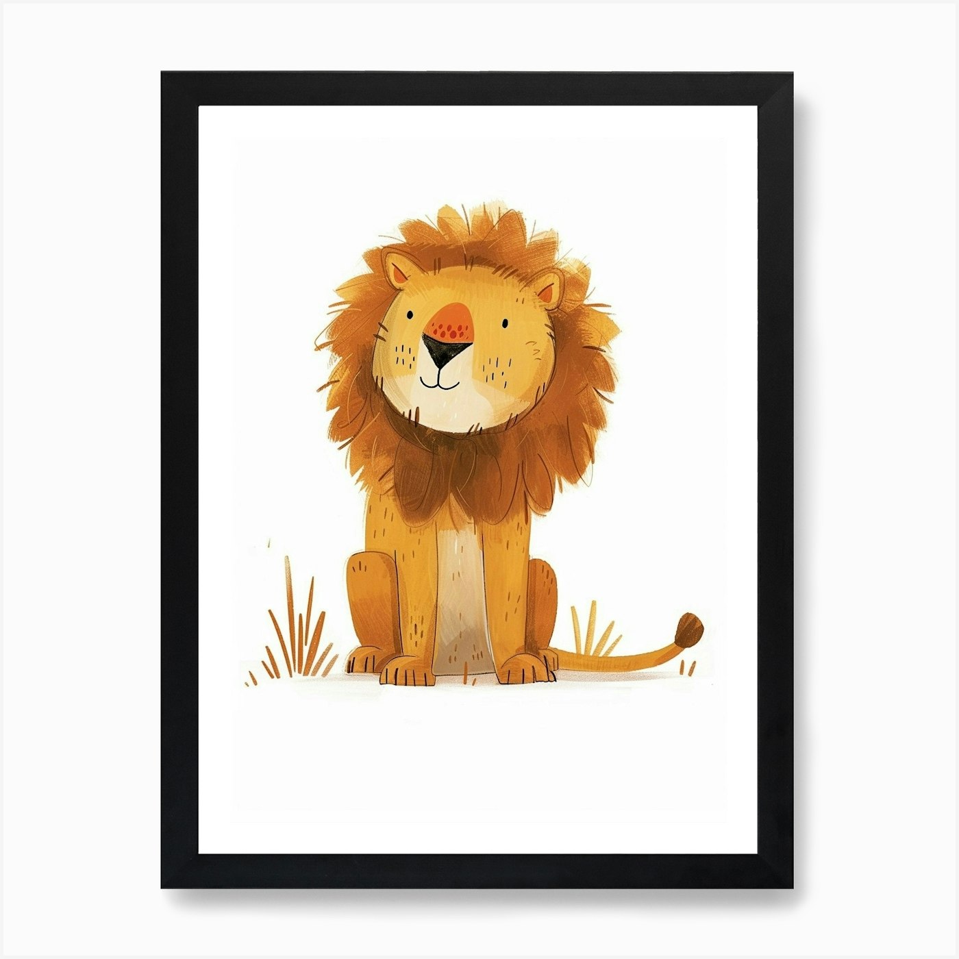 African Lion Night Hunt Clipart 3 A Framed Wall Art Poster Canvas Print Picture