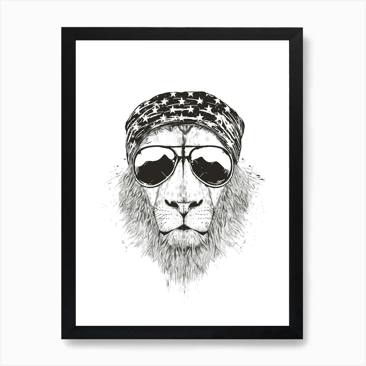 Wild lion (bw) Art Print Framed Wall Art Poster Canvas Print Picture