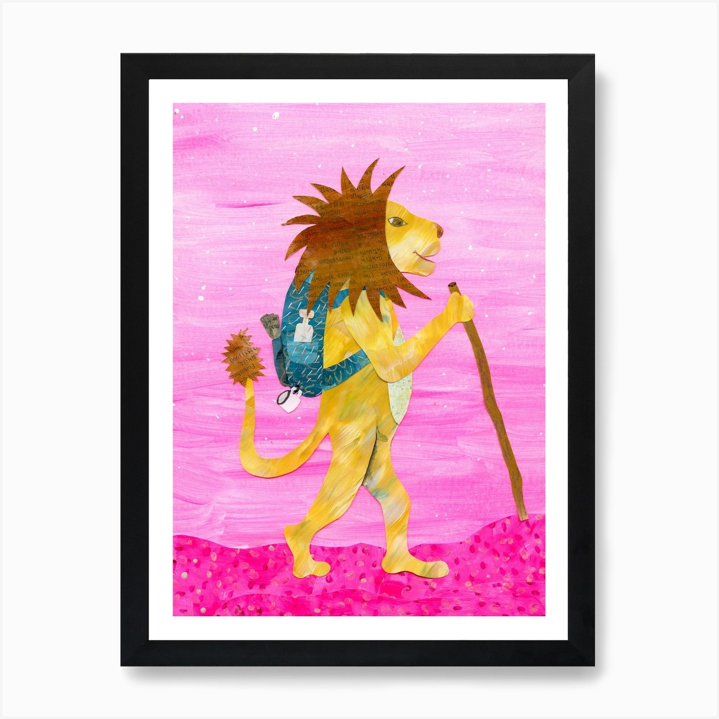 Lion In Pink Art Print Framed Wall Art Poster Canvas Print Picture