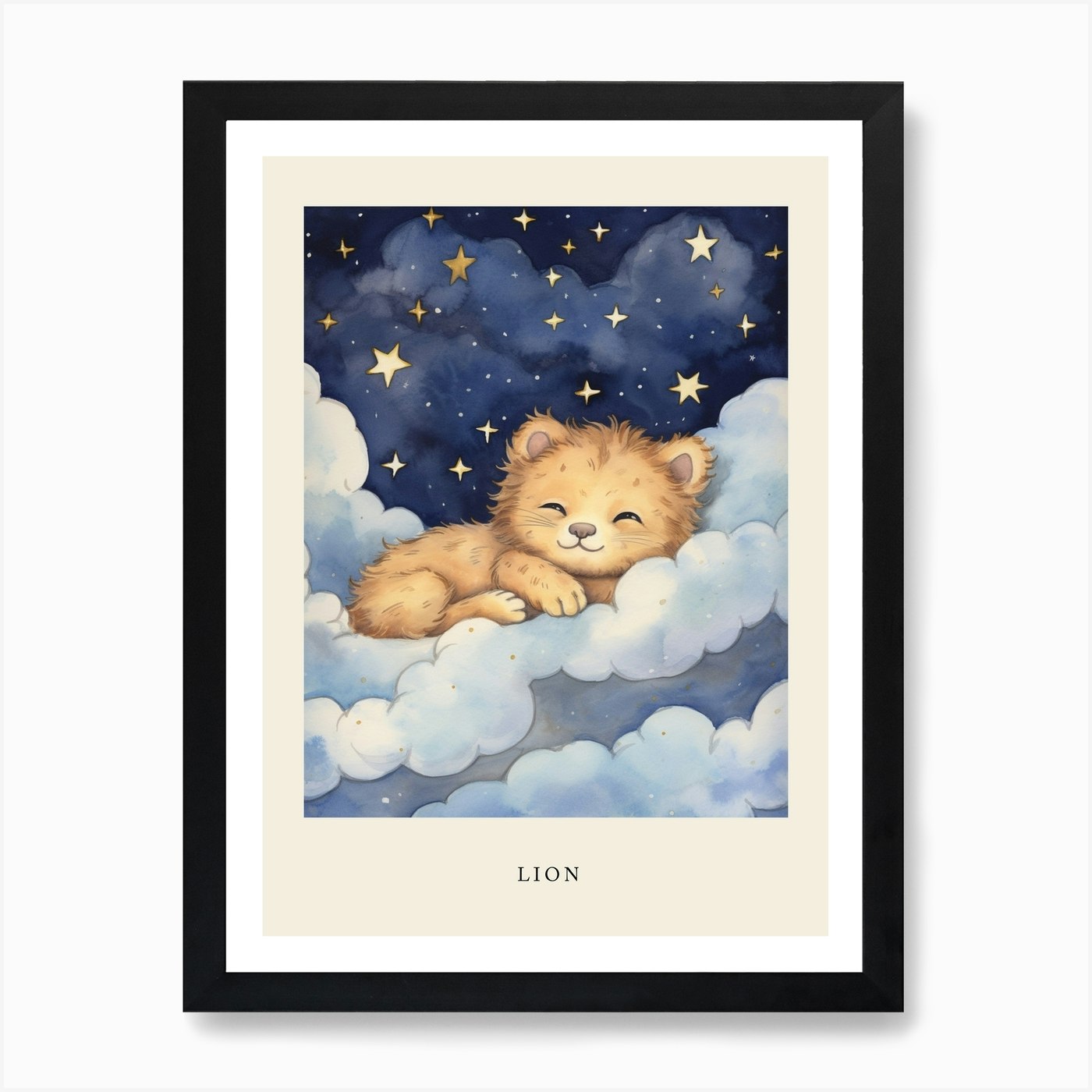 Baby Lion Cub 2 Sleeping In The Clo Framed Wall Art Poster Canvas Print Picture