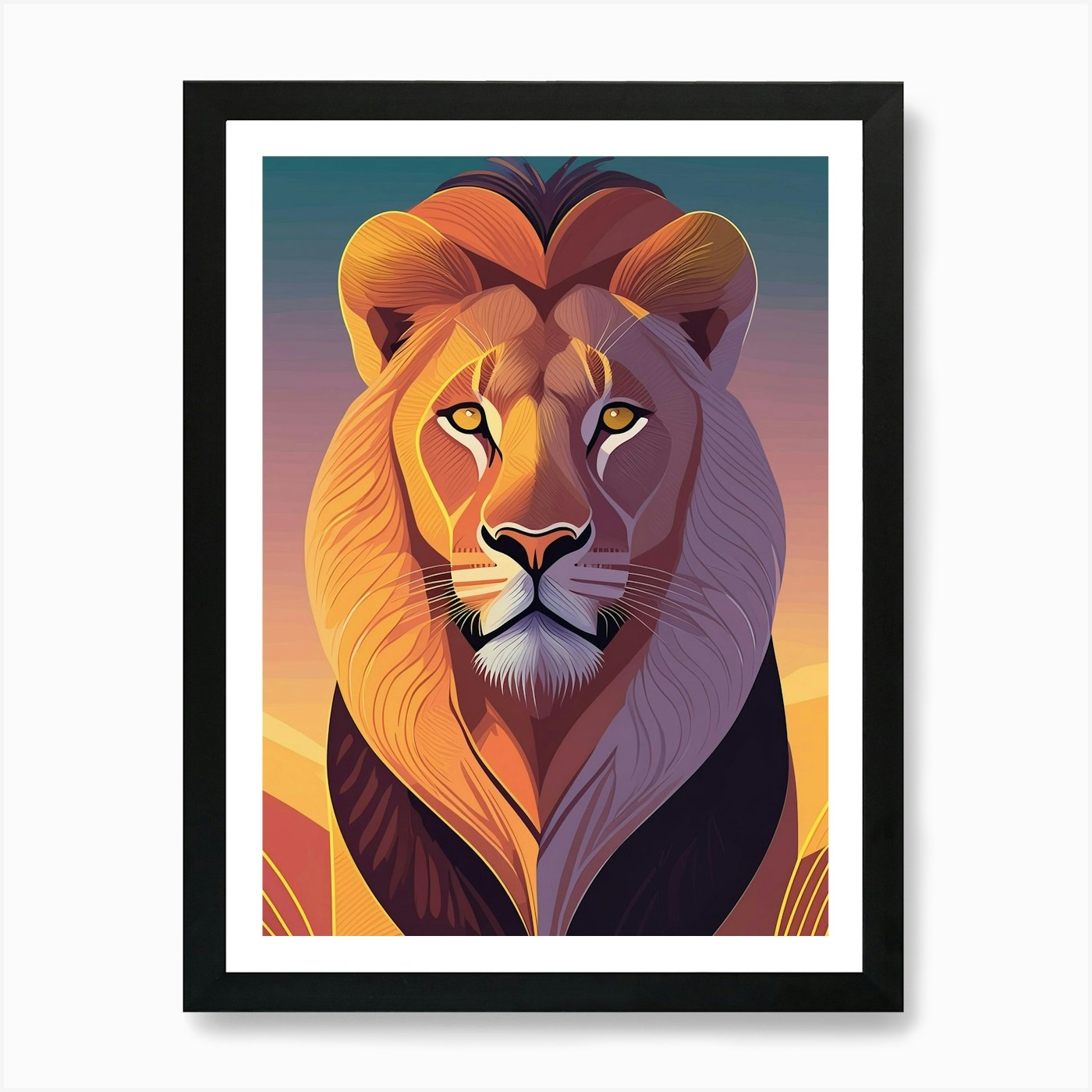 Lion, The Beauty Of The Wild Animal Framed Wall Art Poster Canvas Print Picture