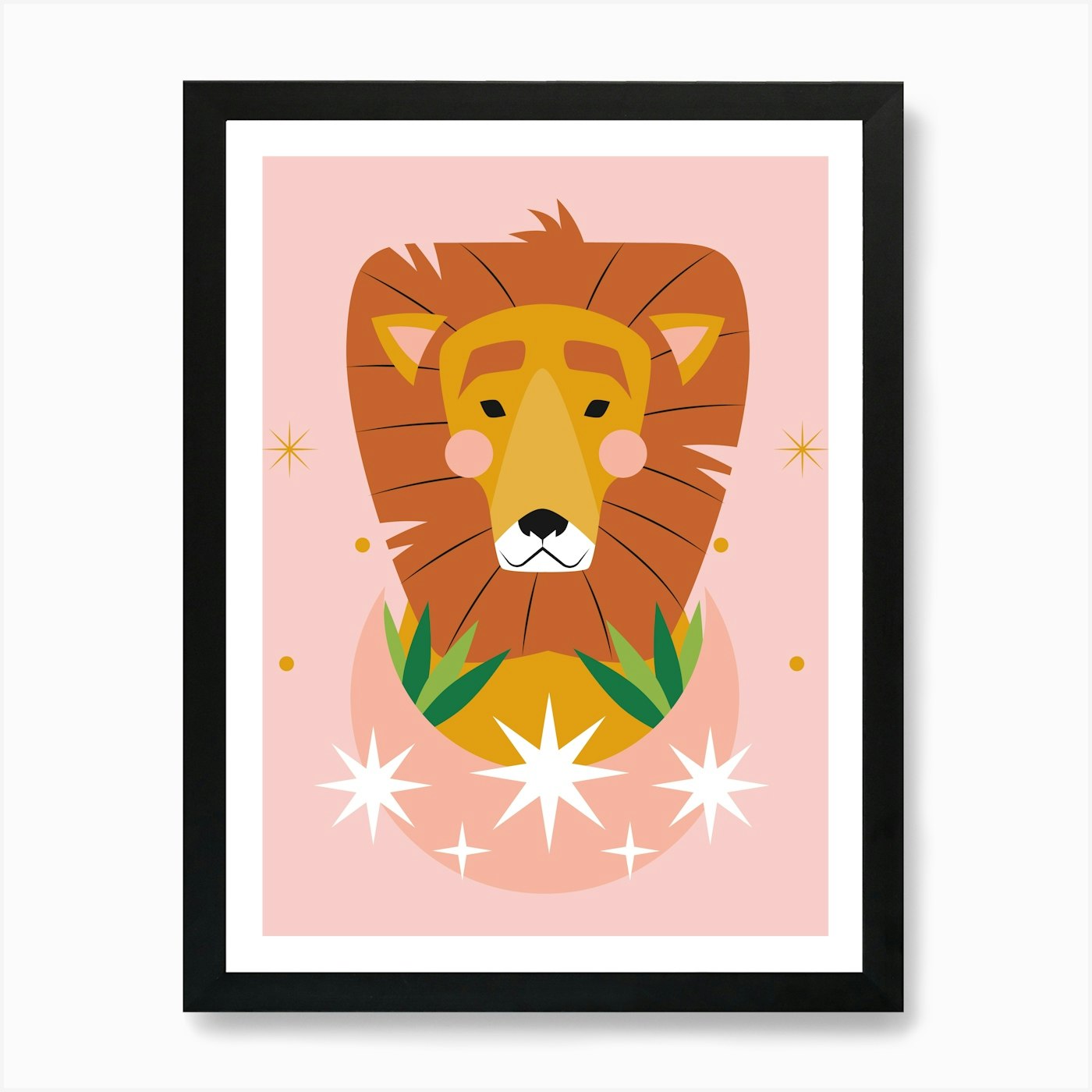 Lion With Stars Art Print Framed Wall Art Poster Canvas Print Picture