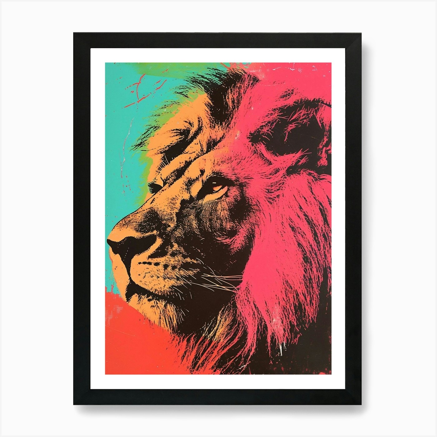 Polaroid Inspired Lion 4 Art Print Framed Wall Art Poster Canvas Print Picture