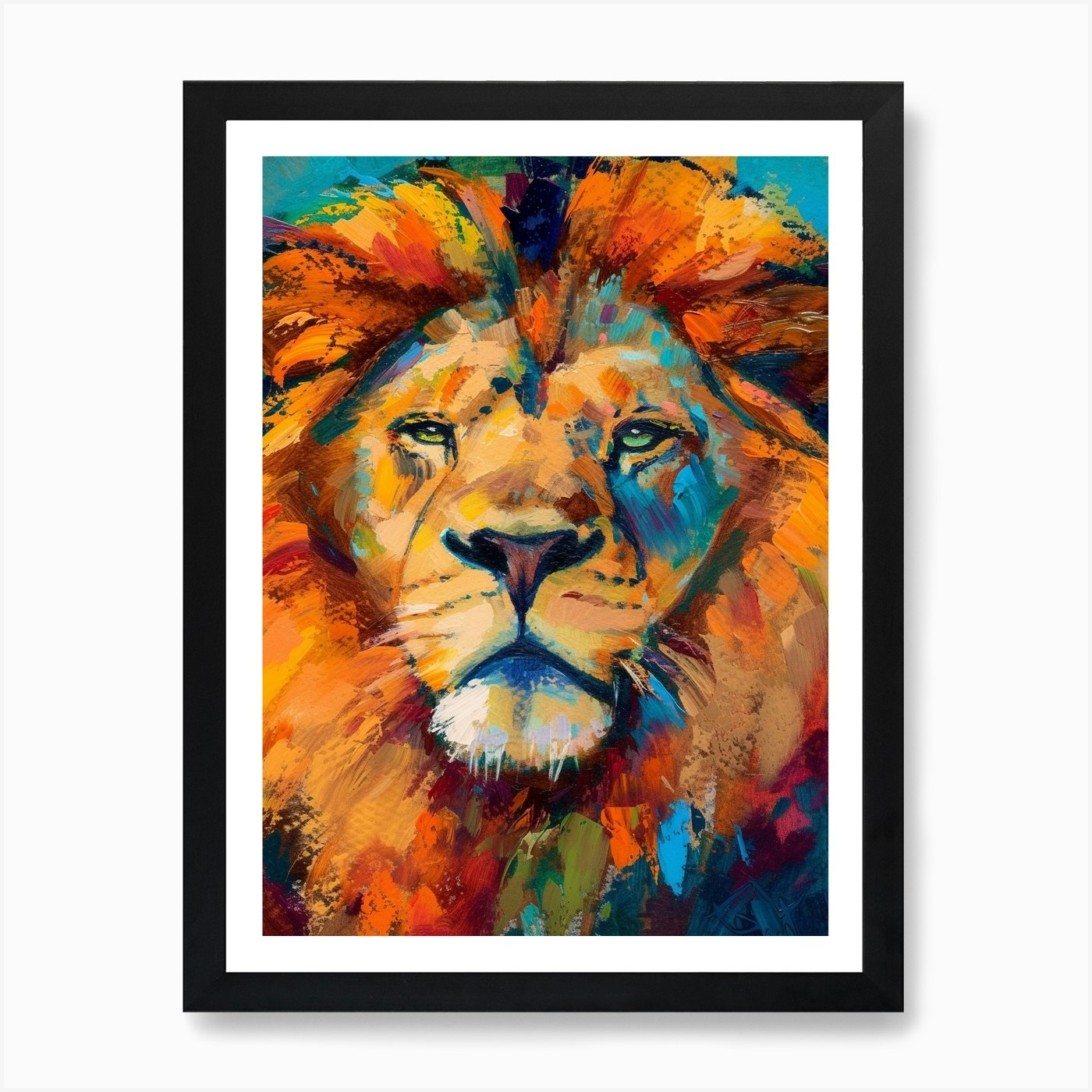 Southwest African Lion Portrait Clo Framed Wall Art Poster Canvas Print Picture