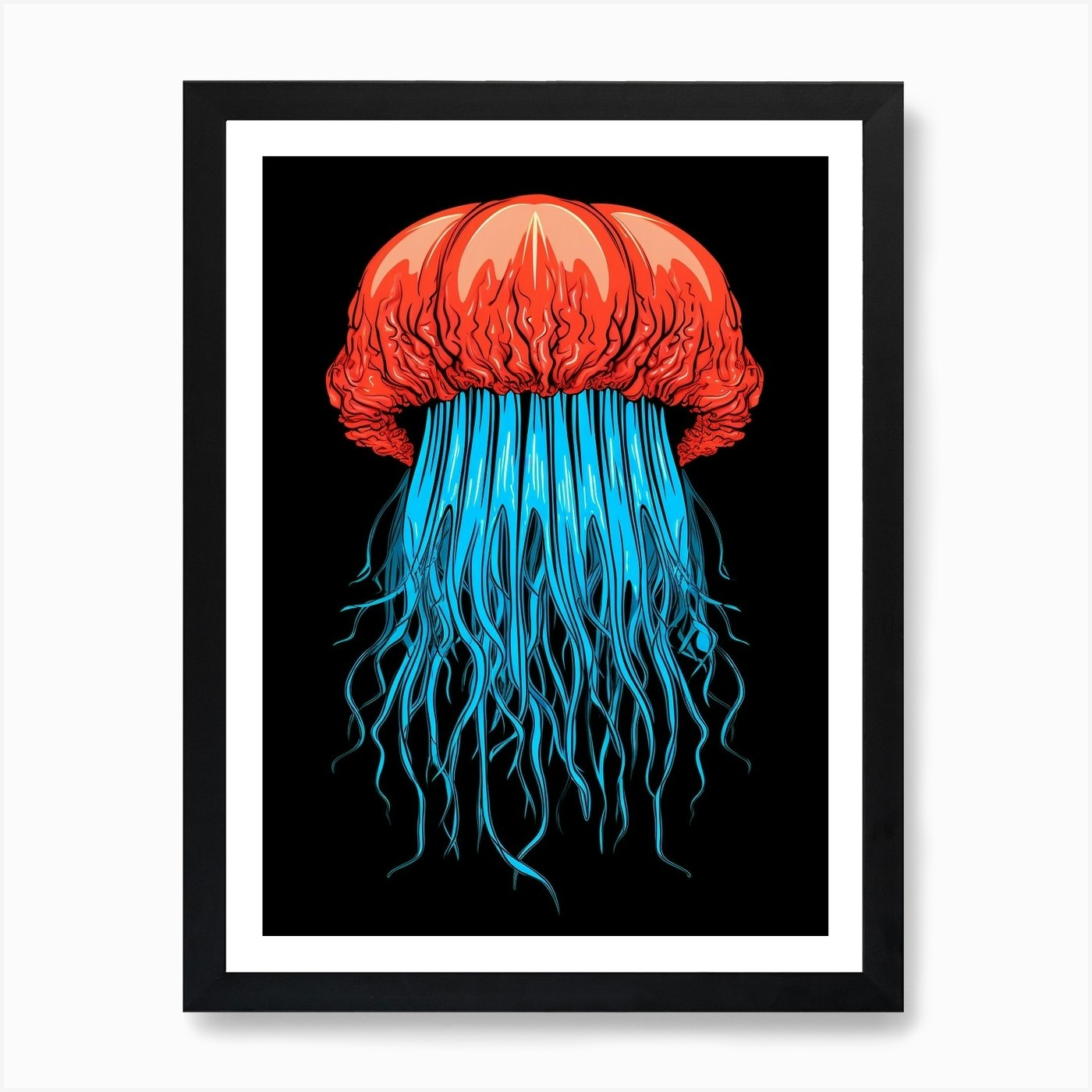 Lions Mane Jellyfish Pop Art 3 Art  Framed Wall Art Poster Canvas Print Picture