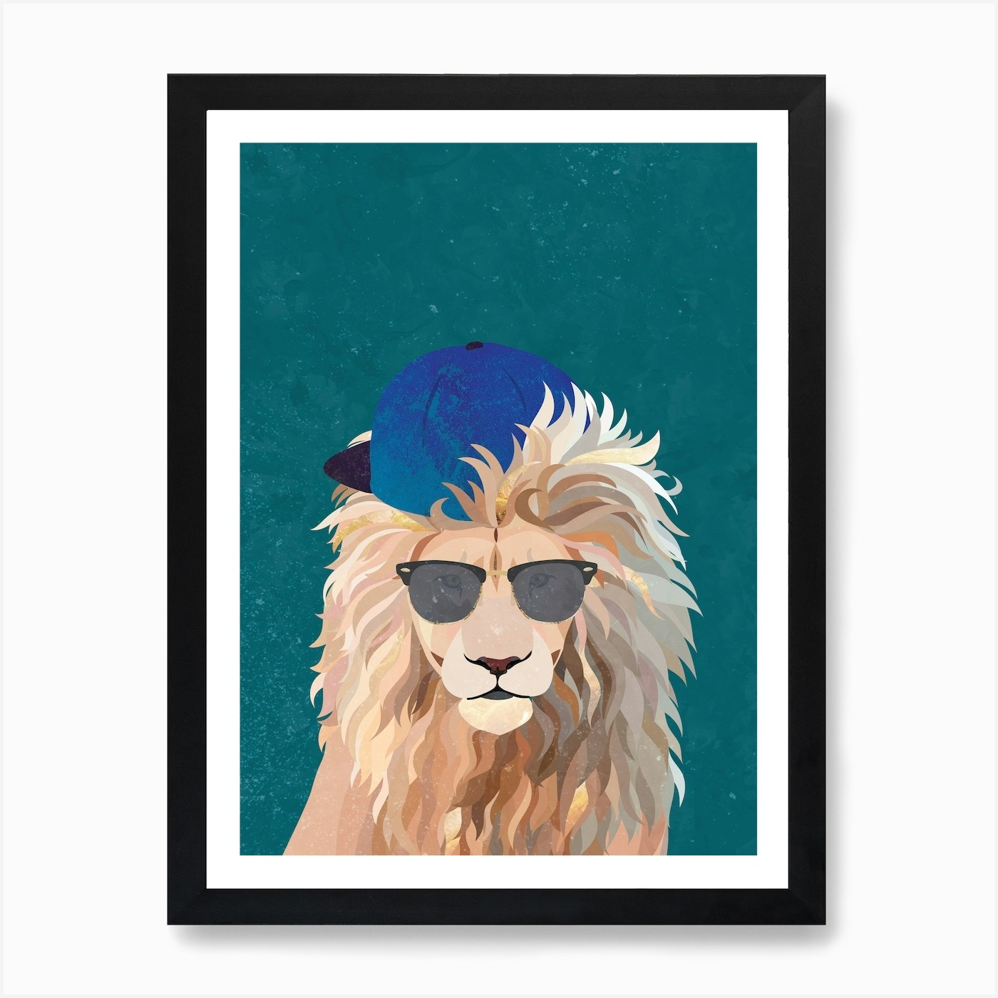 Lion In Sunglasses 1 Art Print Framed Wall Art Poster Canvas Print Picture