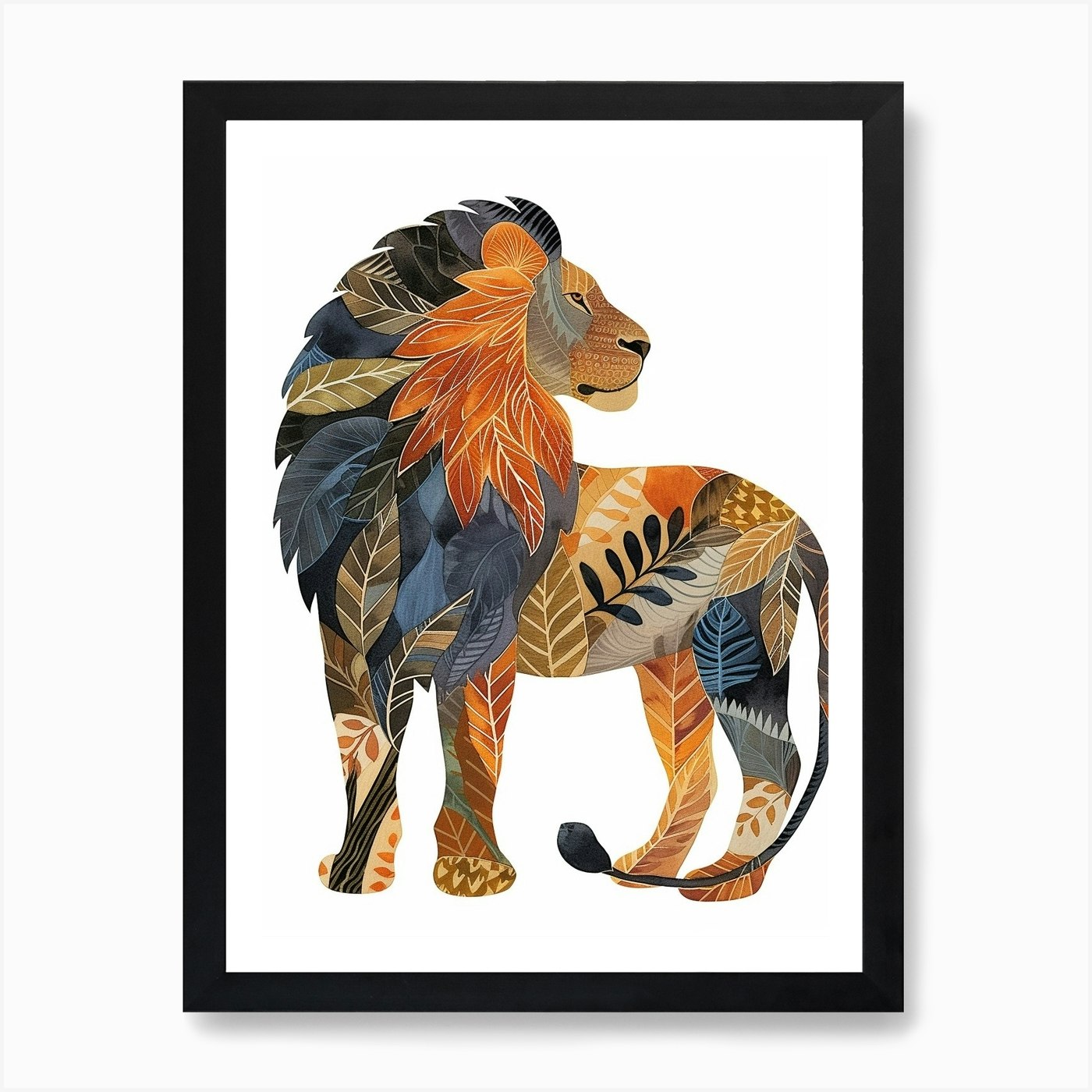 African Lion Symbolic Imagery Clipa Framed Wall Art Poster Canvas Print Picture