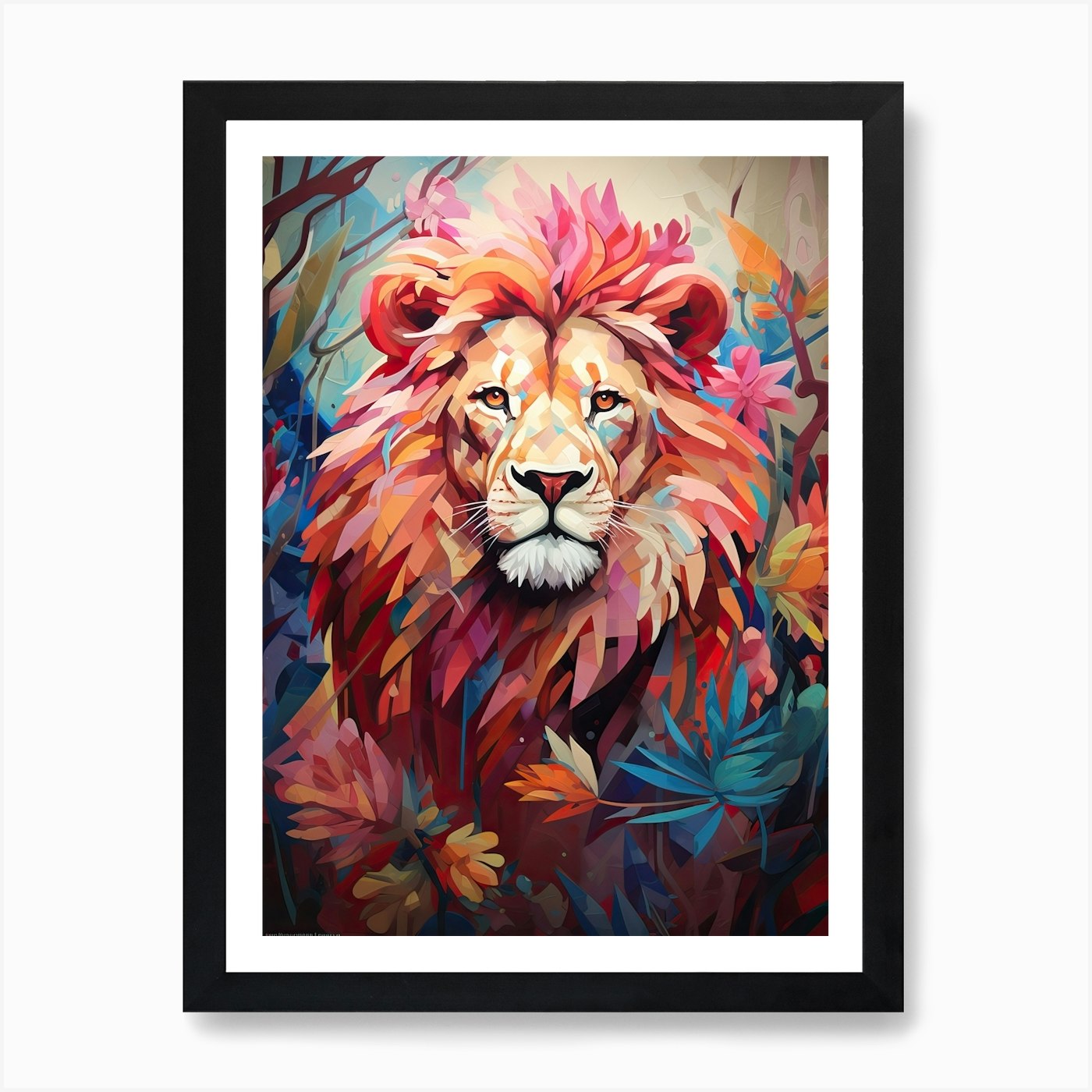 Lion Art Painting Collage 1 Art Pri Framed Wall Art Poster Canvas Print Picture