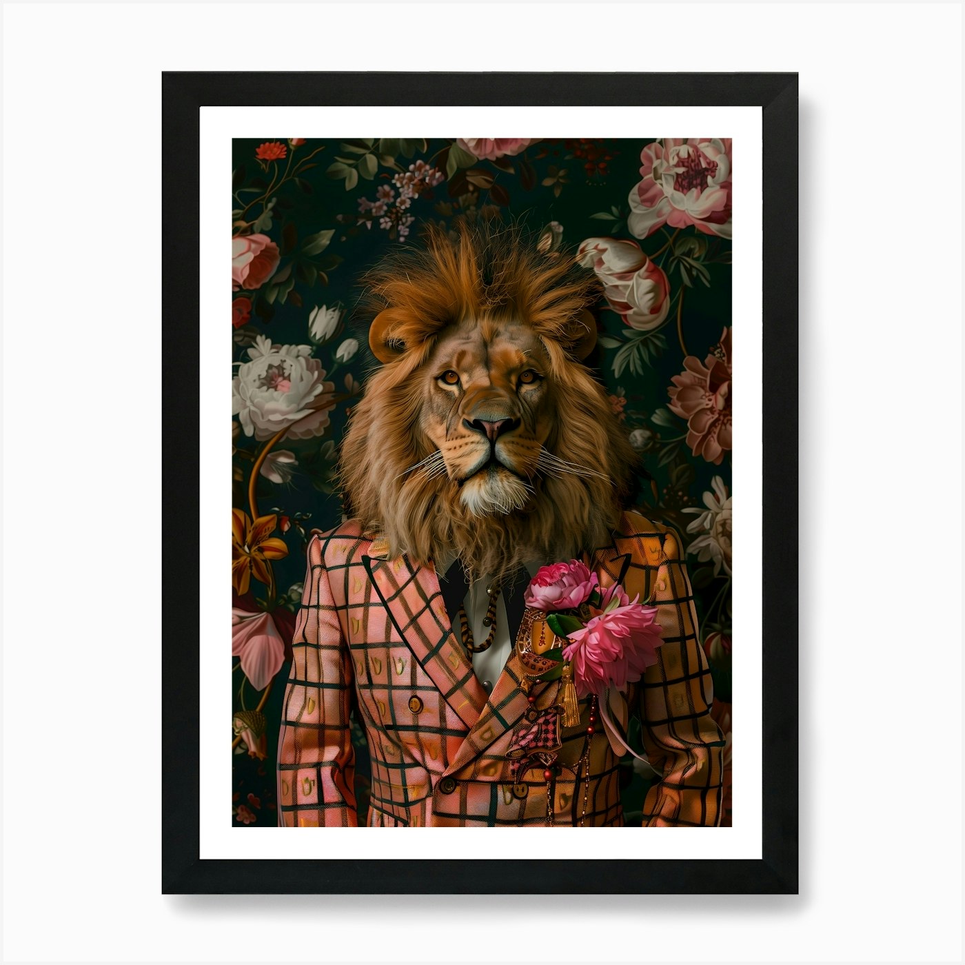 Lion In A Suit 3 Art Print Framed Wall Art Poster Canvas Print Picture